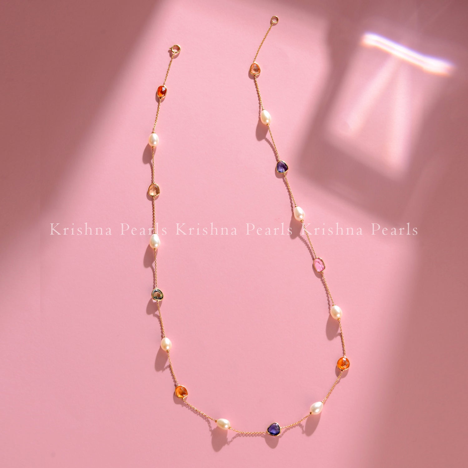 18K Gold Stone Necklace with Elegant Finish
