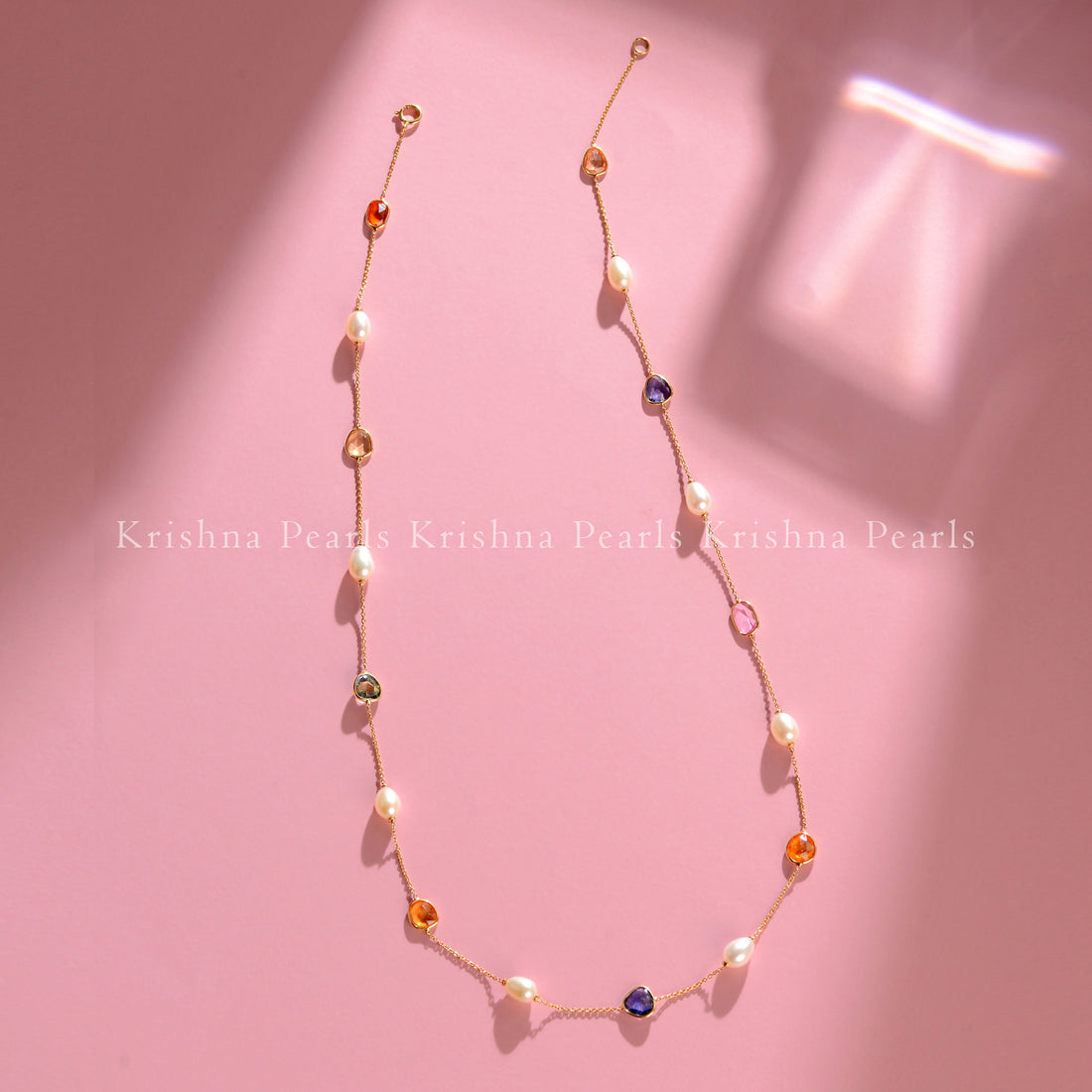18K Gold Stone Necklace with Elegant Finish