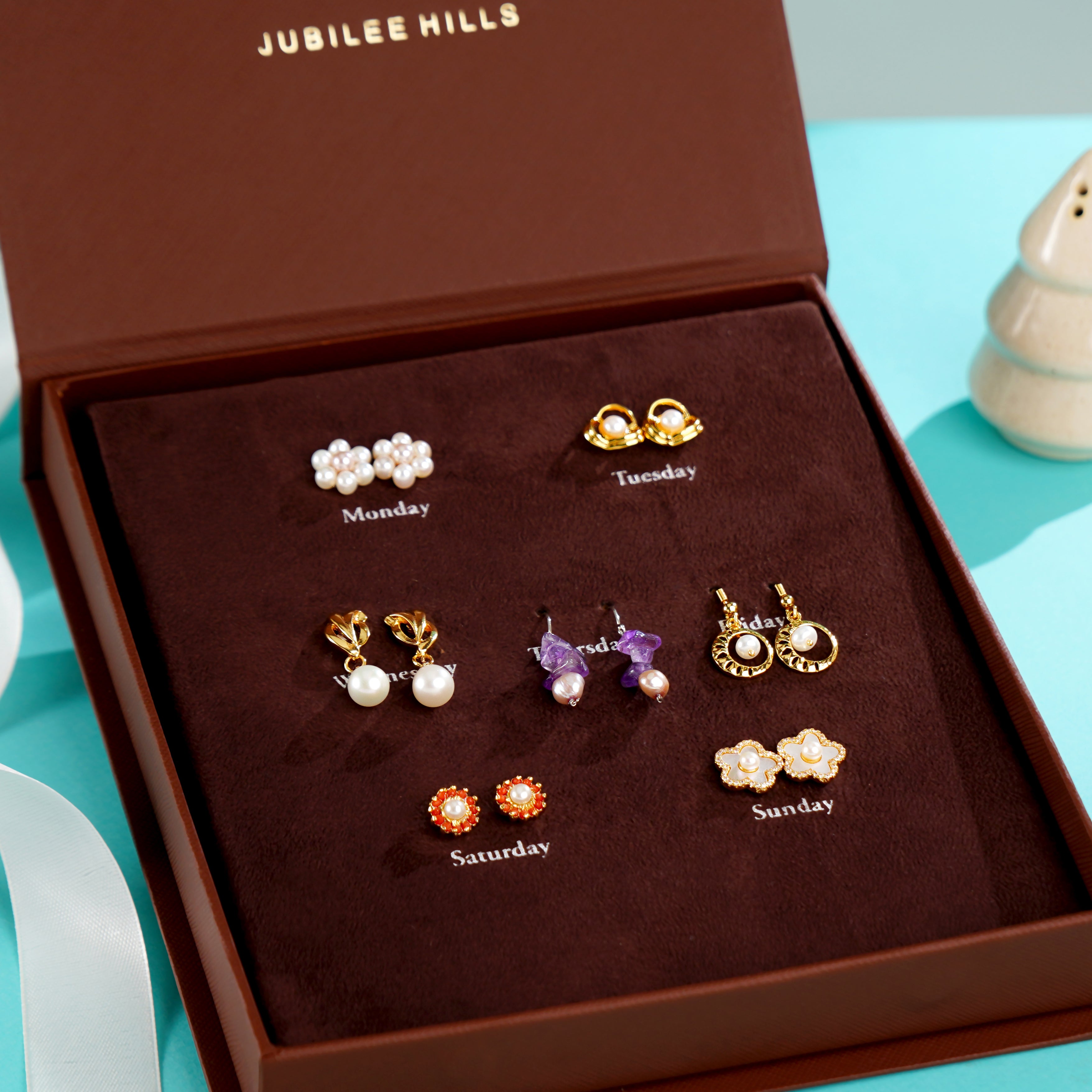 Rozana – The Everyday Stud Edit (Curated Pearl & Stone Stud Earrings Gift Box)