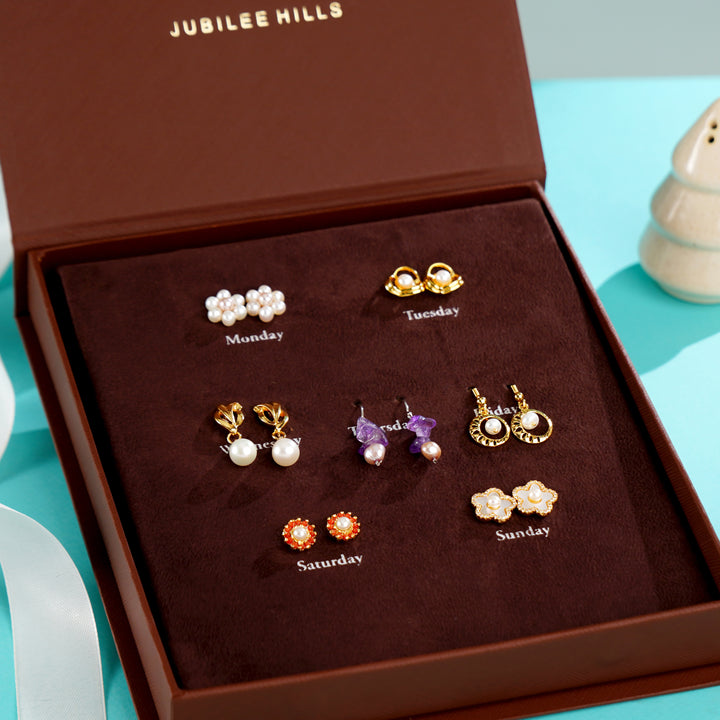 Rozana – The Everyday Stud Edit (Curated Pearl & Stone Stud Earrings Gift Box)