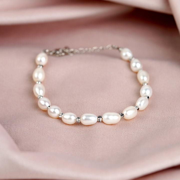 Natural Pearl Bracelet in Silver Shores - Krishna Pearls