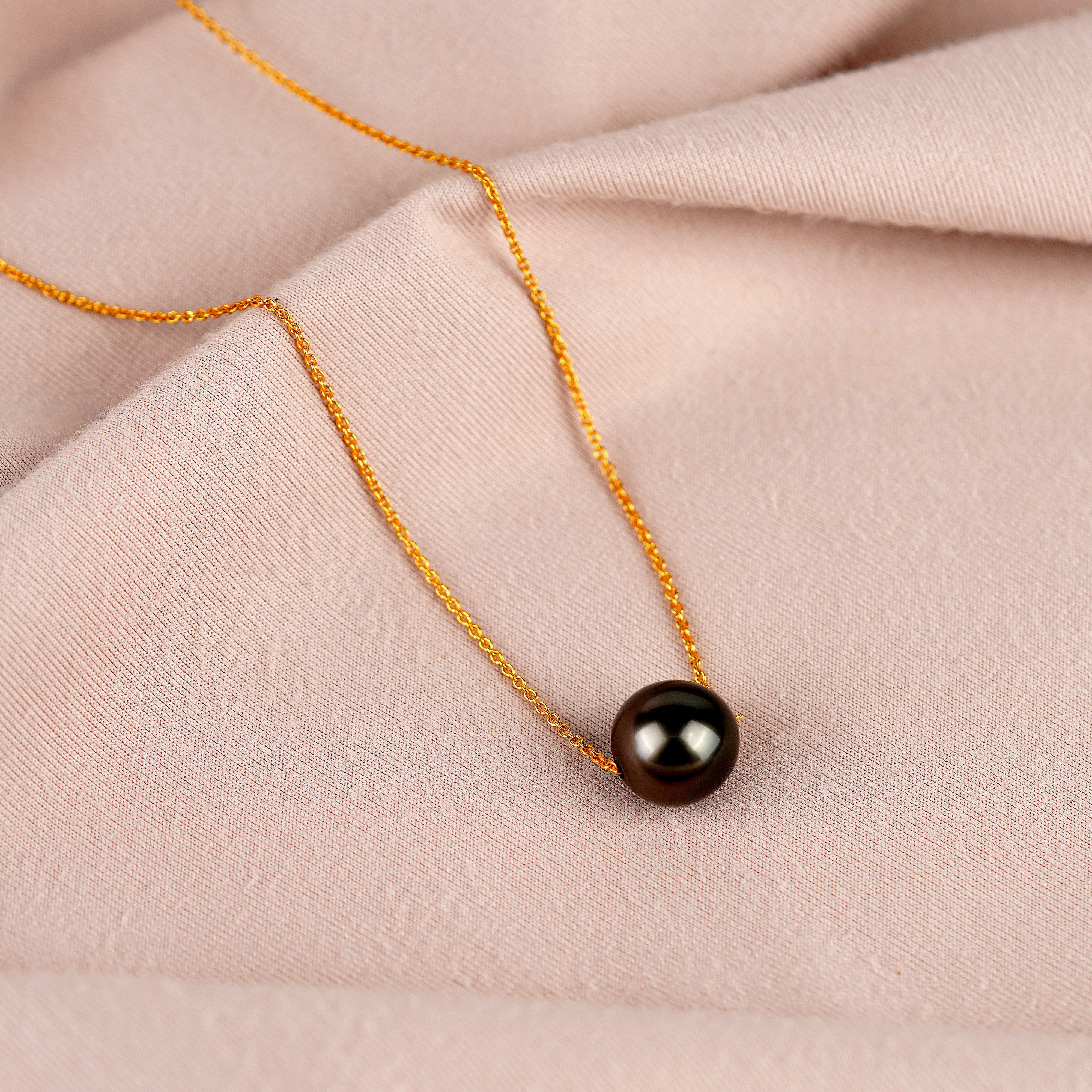 Stunning Elegance Tahitian Pearl and 22k Gold Chain - Krishna Jewellers Pearls and Gems