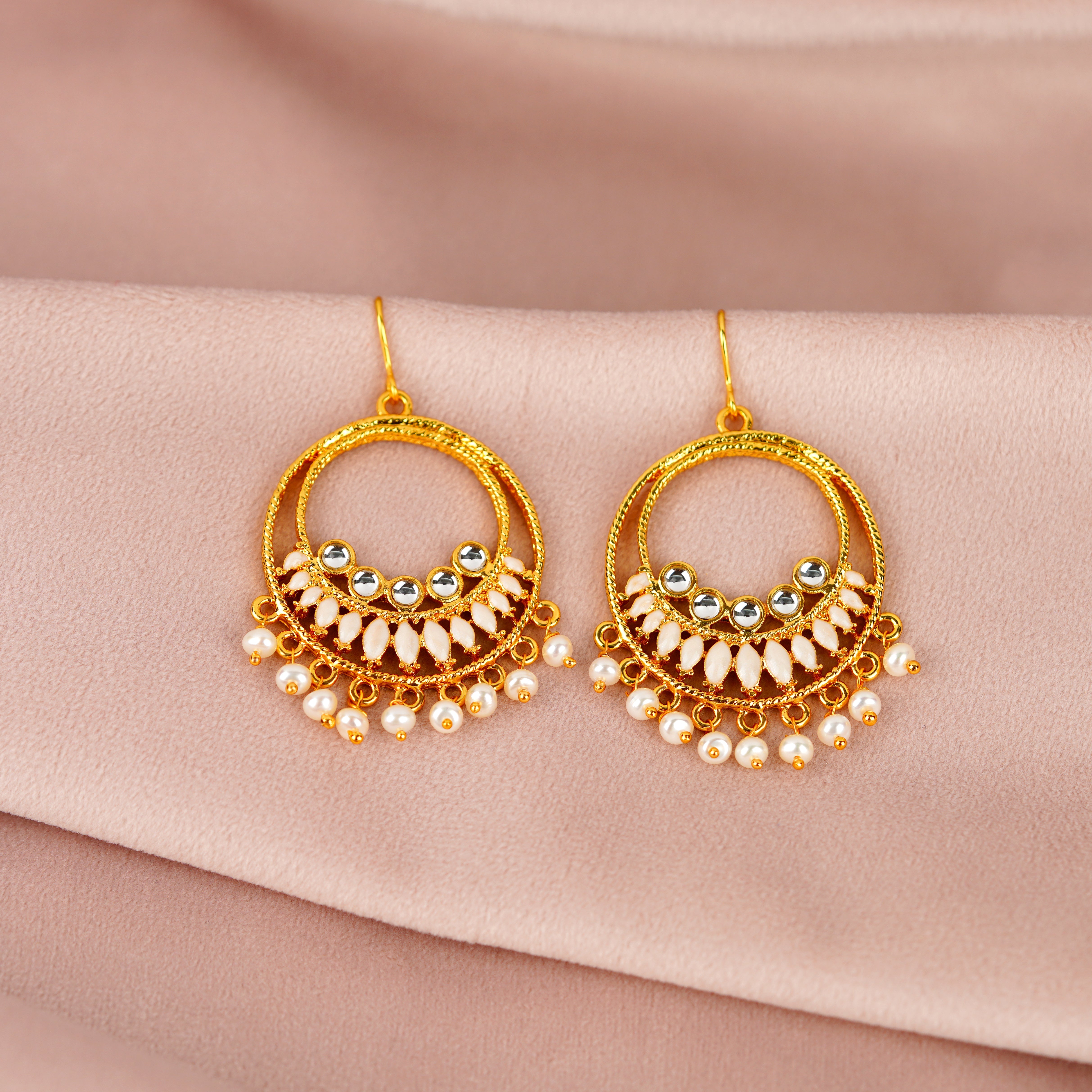 Stylish Jumbo Pearl Hoop earrings - Krishna Jewellers Pearls and Gems