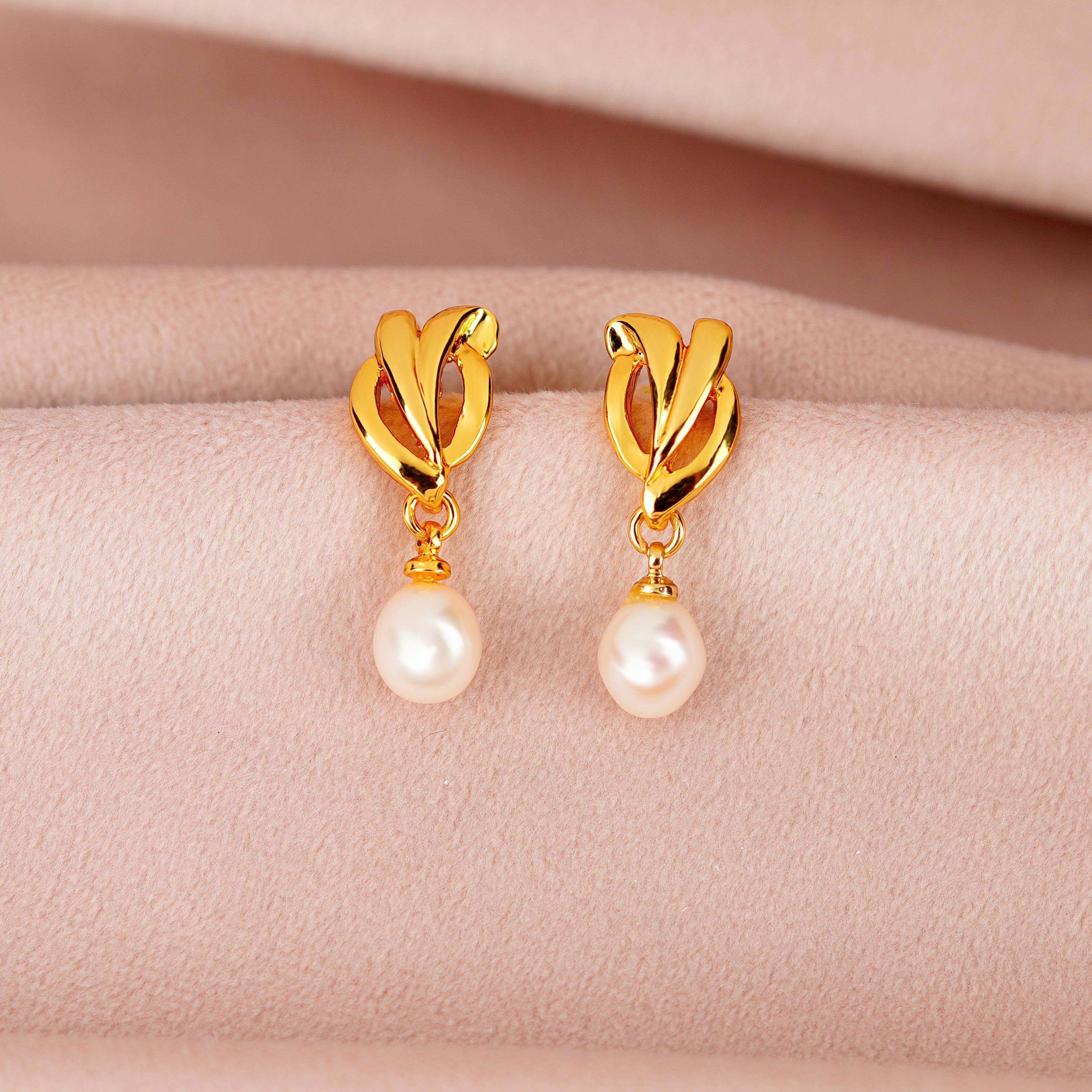 Dainty Knot Pearl Drop Earrings - Krishna Jewellers Pearls and Gems