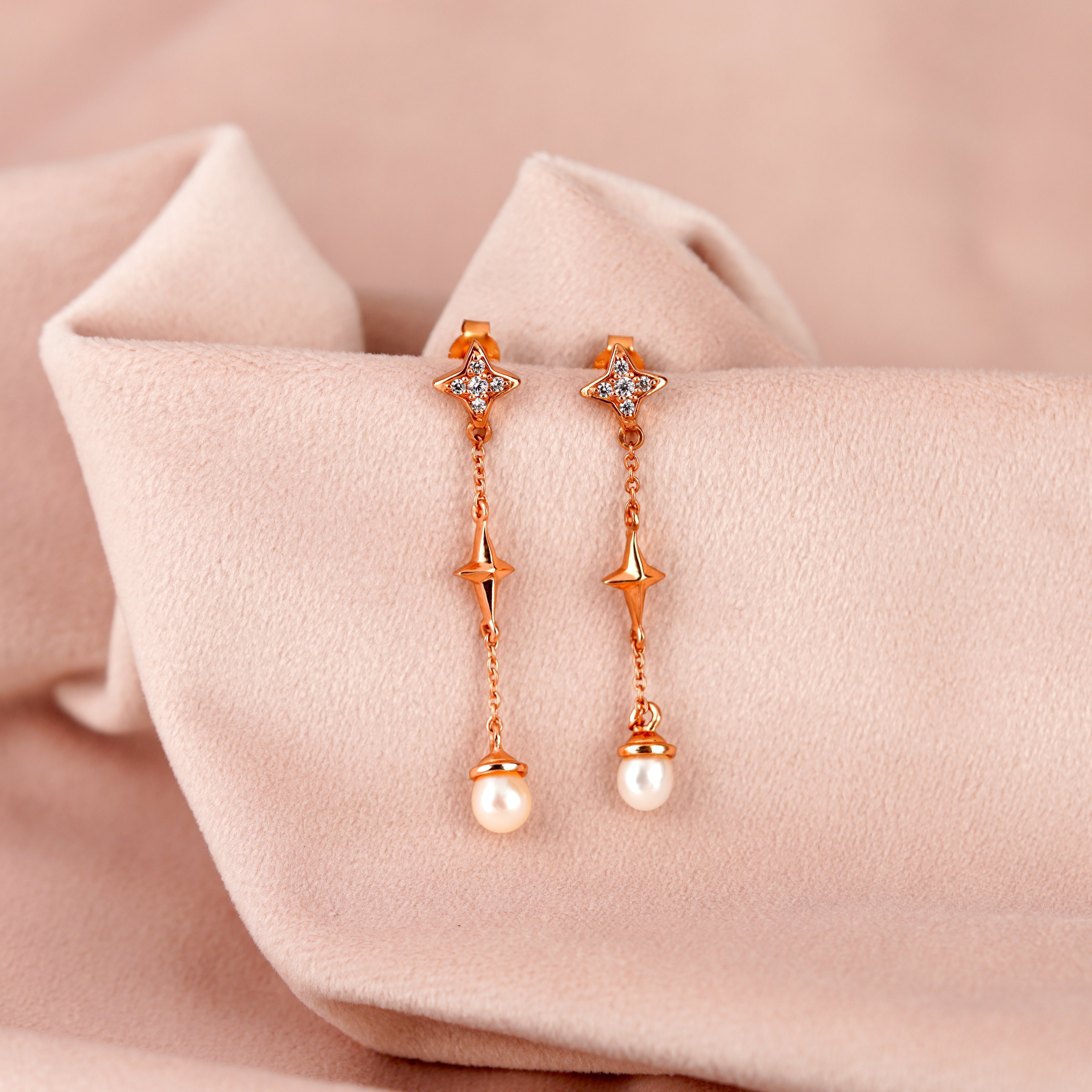 Starling  Hanging Pearl Drop Earrings - Krishna Jewellers Pearls and Gems