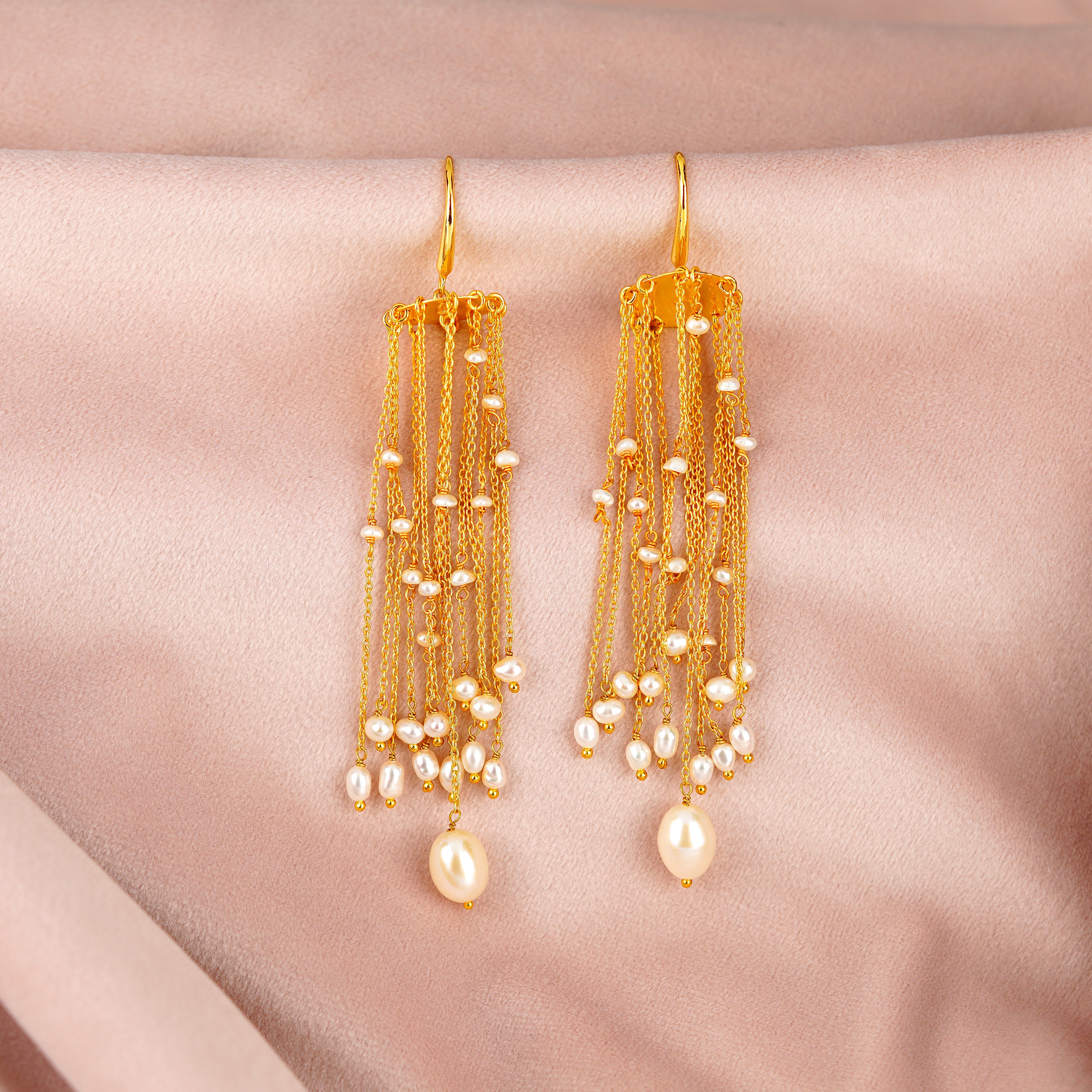 Rice Pearl Tassel Hanging Earrings - Krishna Jewellers Pearls and Gems