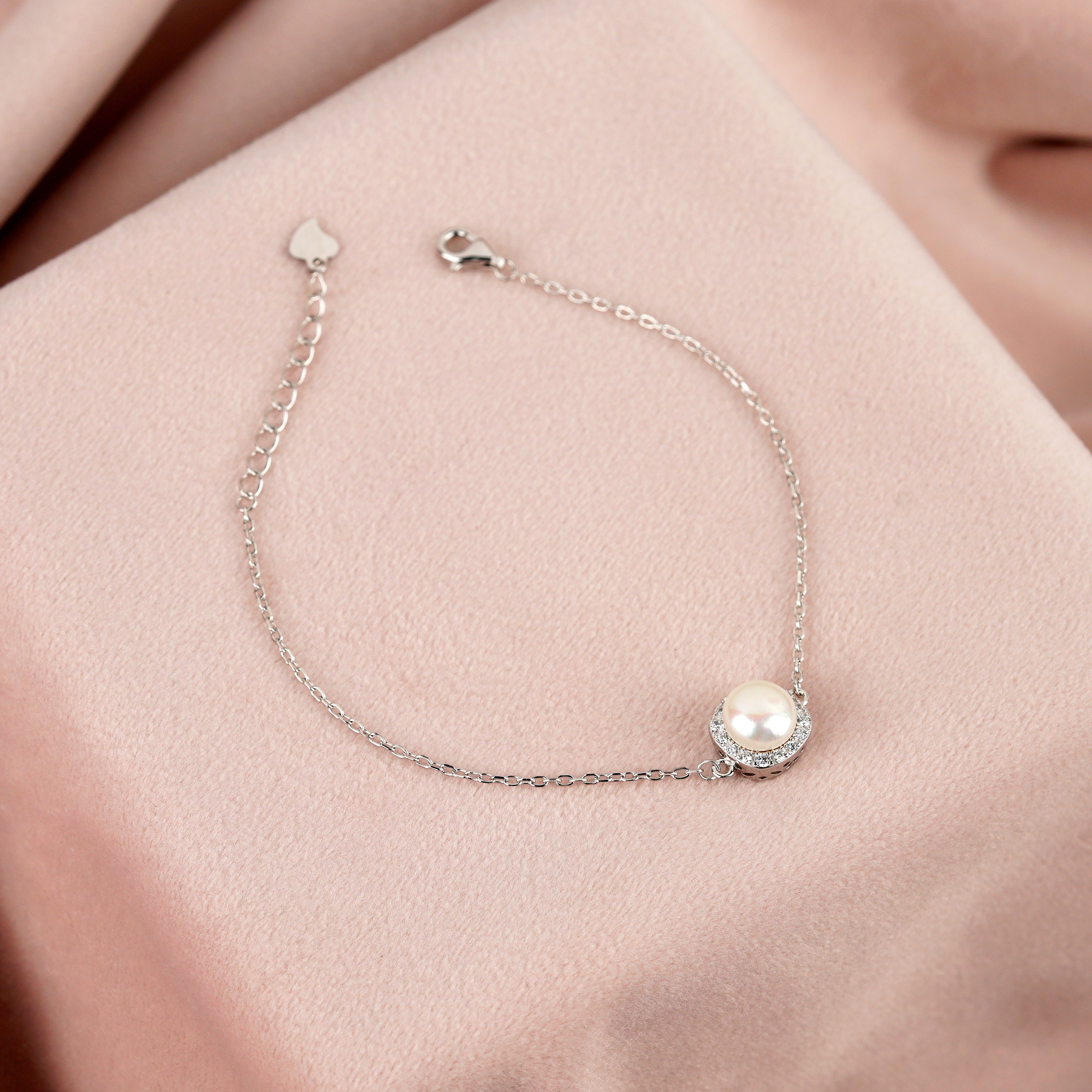 Stunning Bracelet with Fresh Water Pearl and CZ Stones - Krishna Pearls