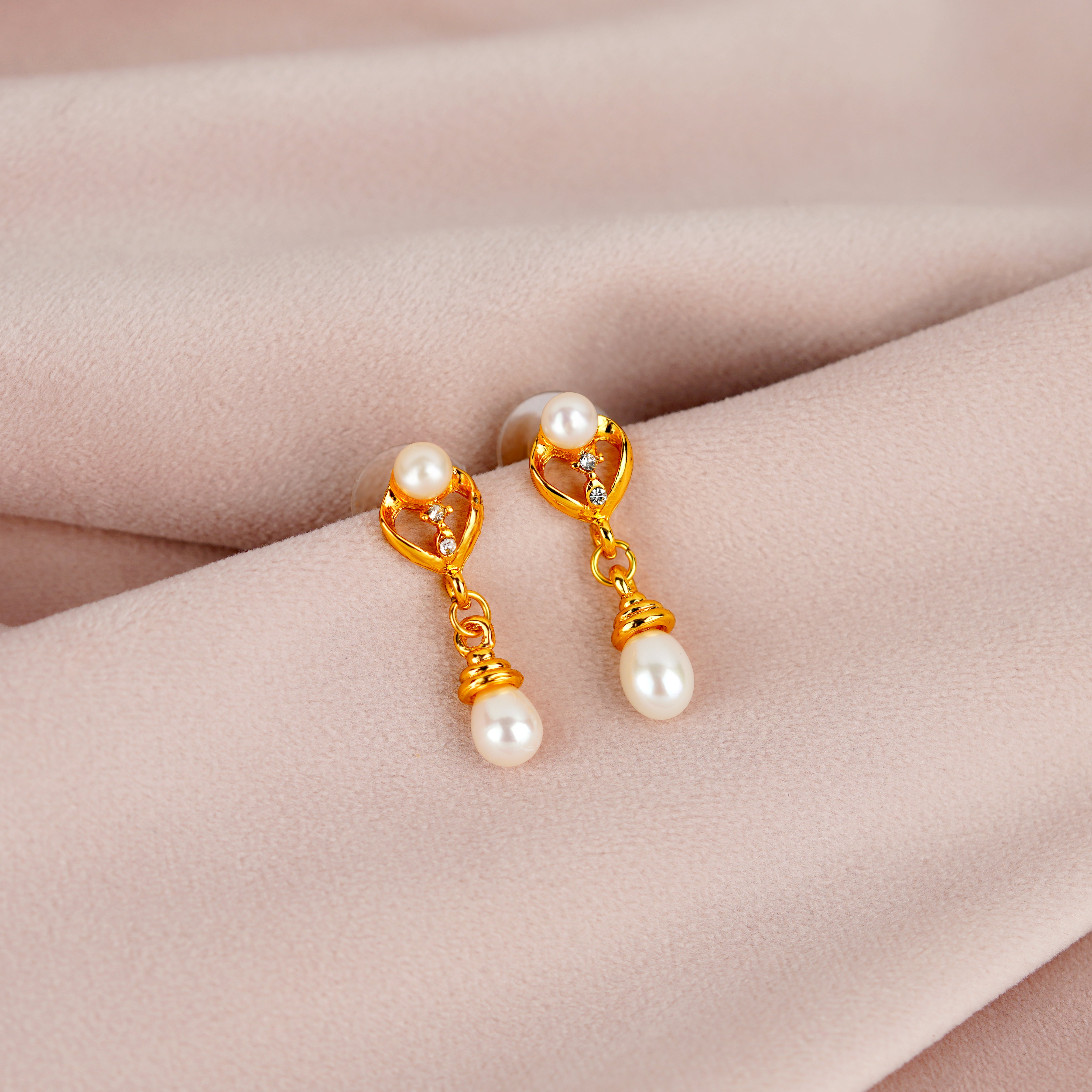 Dainty Pearl Drop Earrings - Krishna Jewellers Pearls and Gems