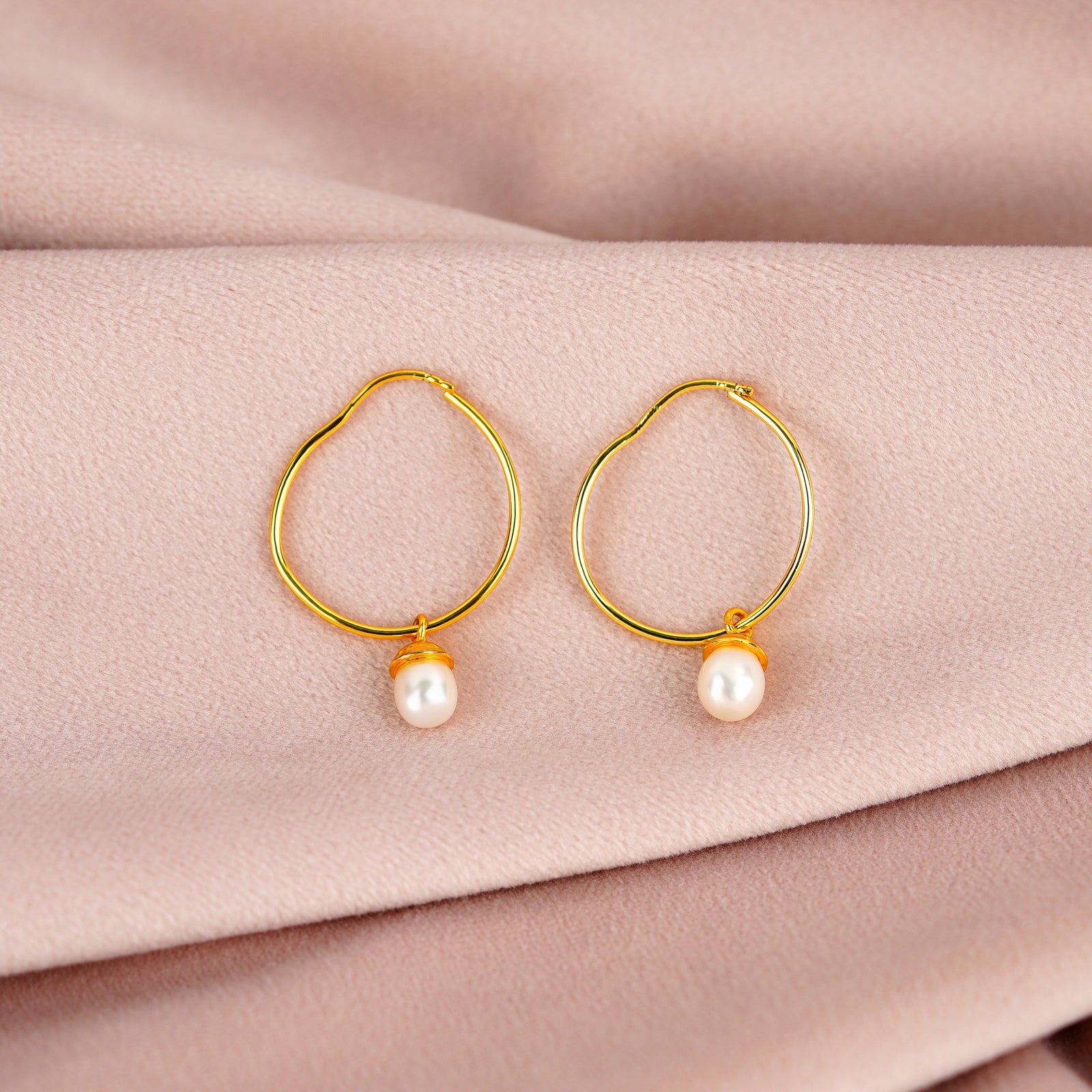 Natural Pearl Hoop Earrings - Krishna Jewellers Pearls and Gems
