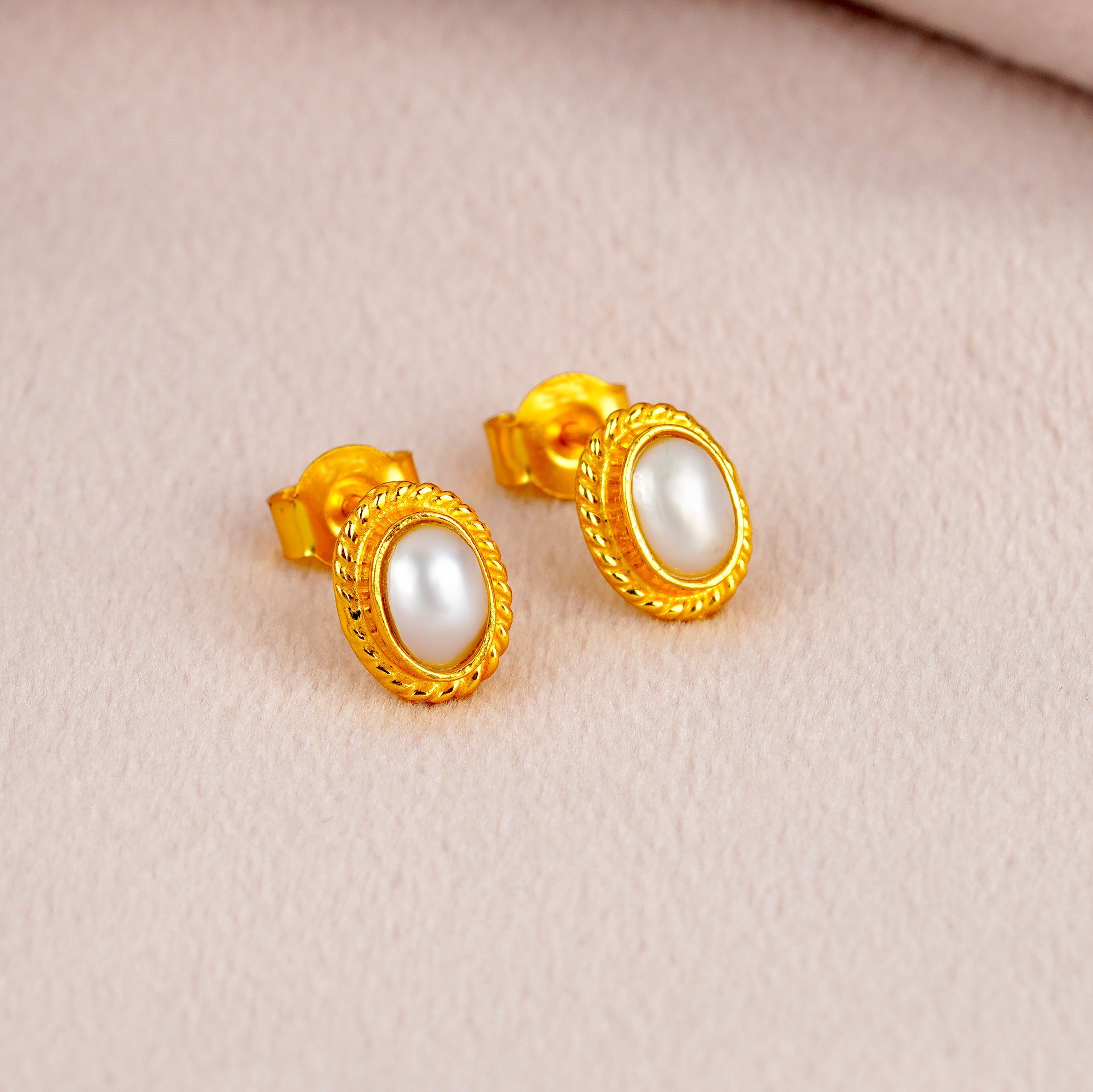 Beautiful Fresh Water Button Pearl Silver Earrings - Krishna Jewellers Pearls and Gems