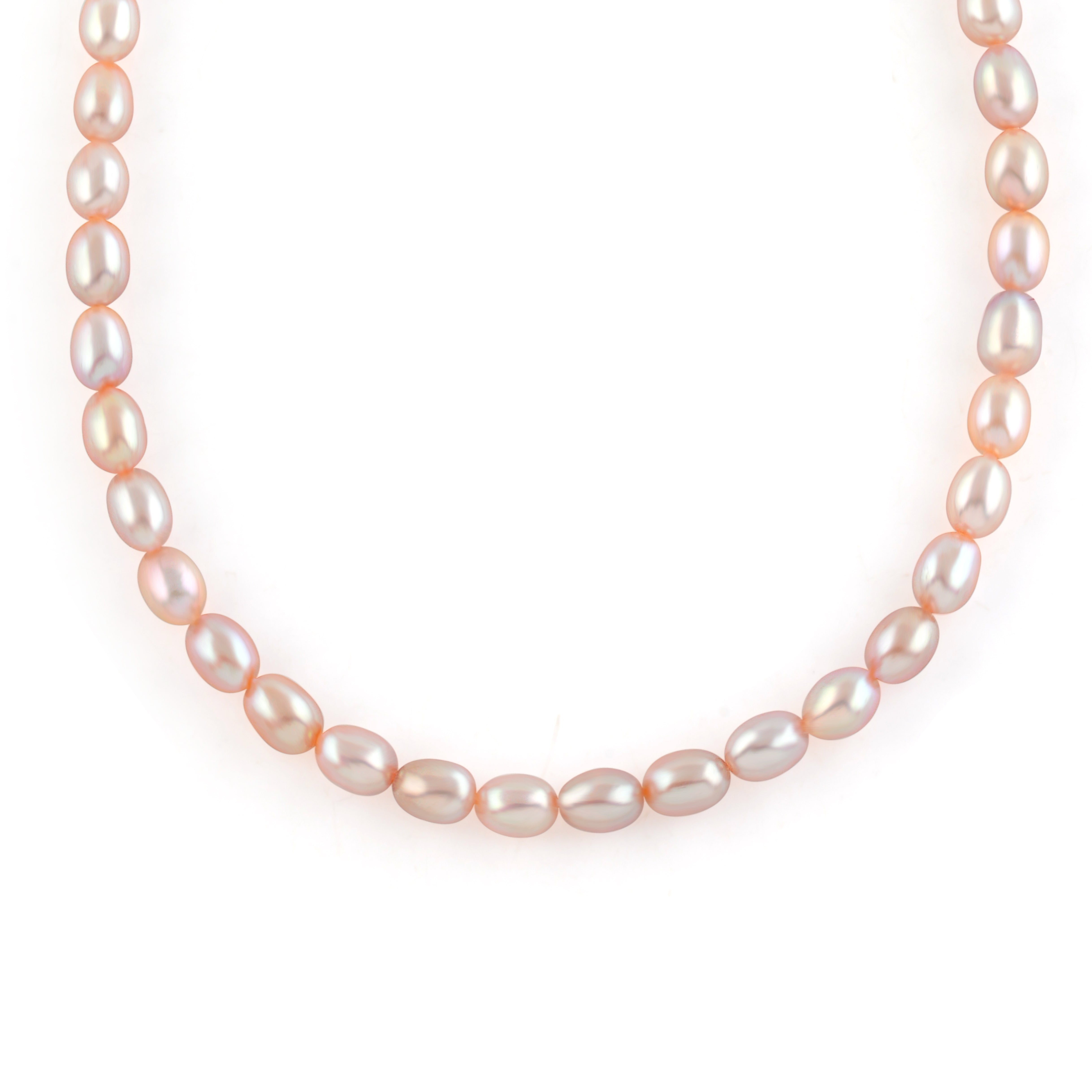 Single Line Pearl Necklace in Peach Blossom - Krishna Jewellers Pearls and Gems