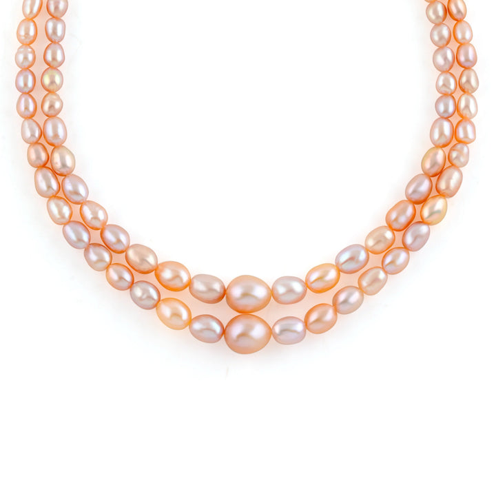 Traditional Graded Oval Peach and Pink Pearl Necklace - Krishna Jewellers Pearls and Gems