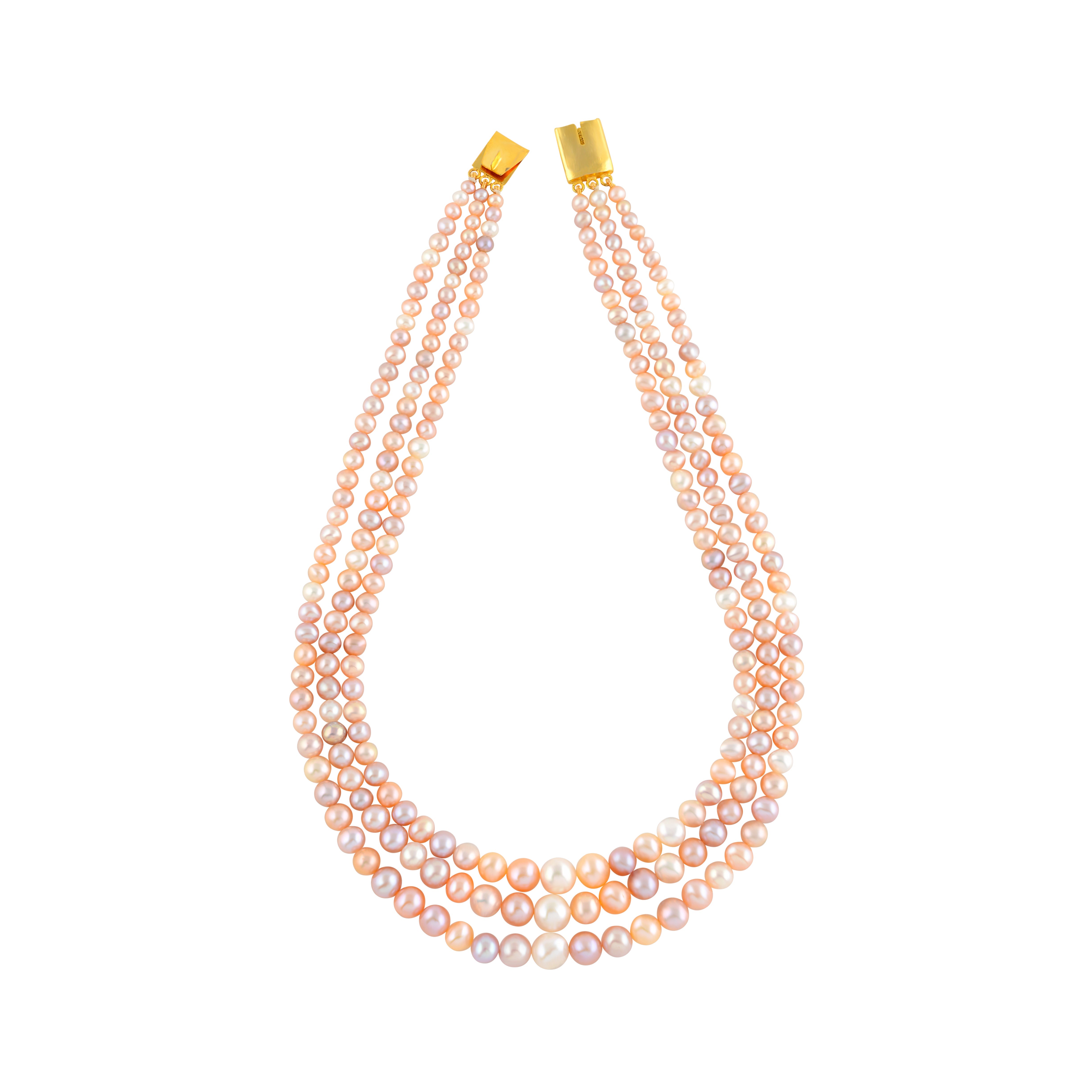 Tri-Color Pearl Necklace with Graduation - Krishna Jewellers Pearls and Gems