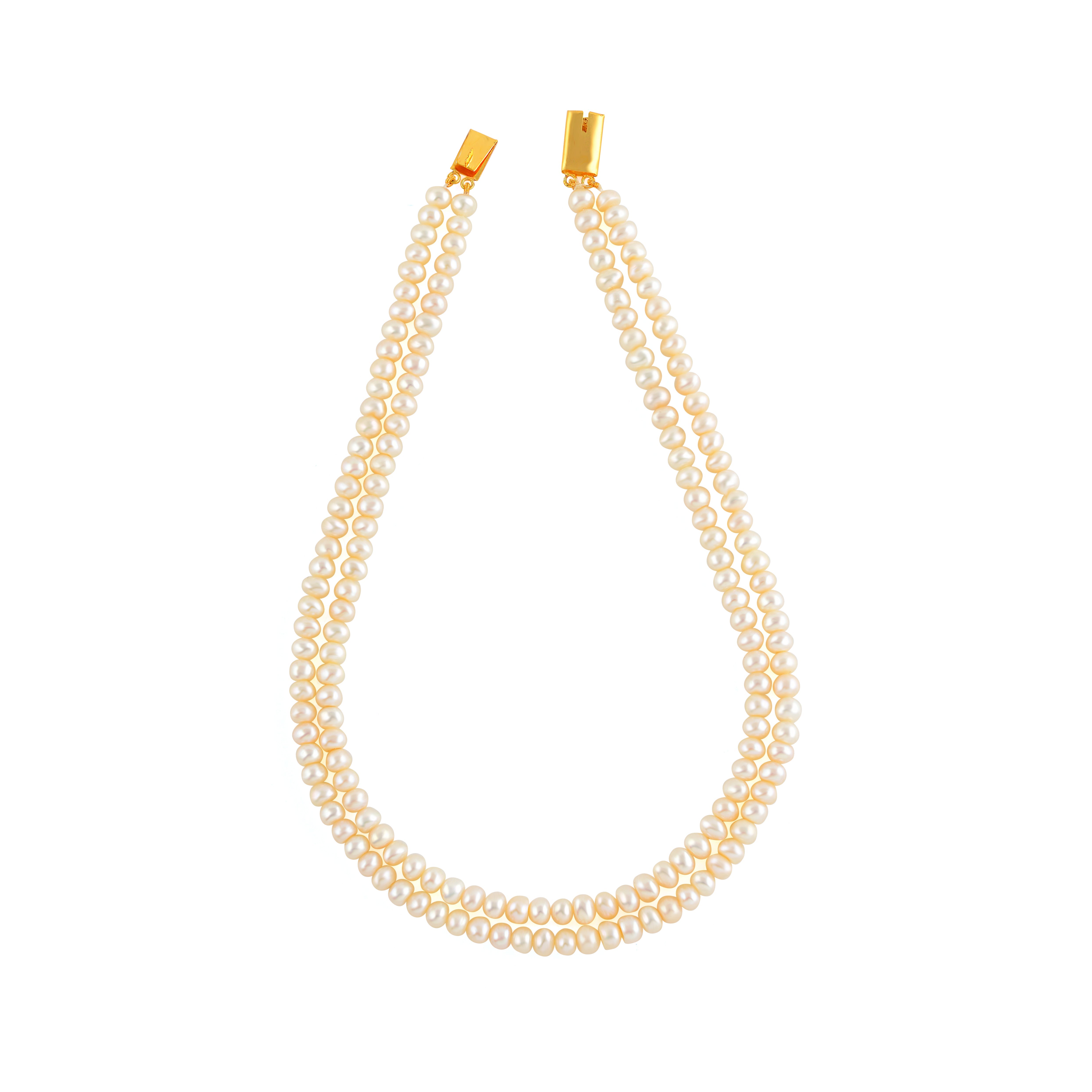 Freshwater White Pearl Necklace, Double Strand - Krishna Jewellers Pearls and Gems