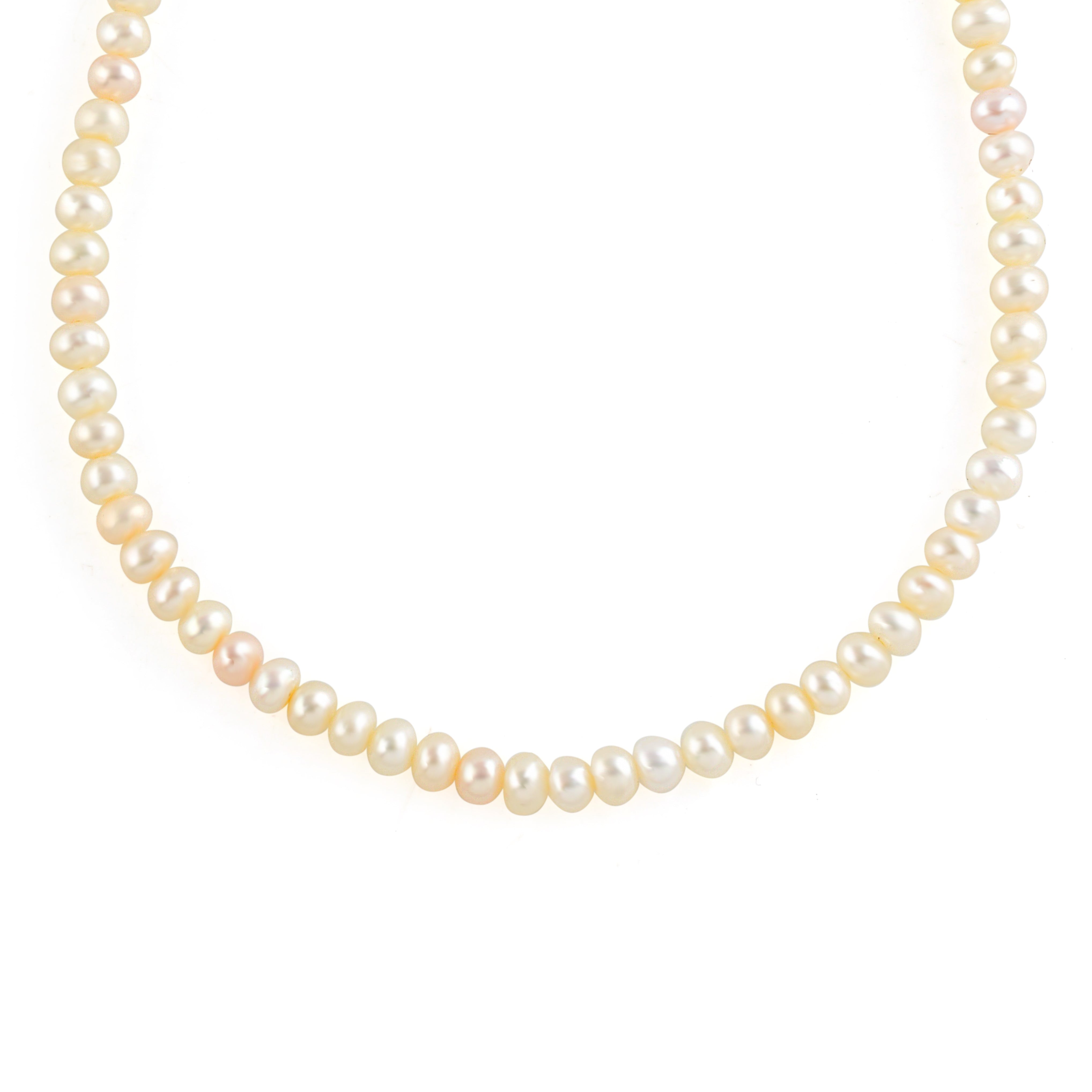 A Radiant White Pearl Button Necklace - Krishna Jewellers Pearls and Gems