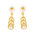 Dainty Leaf Motif  Pearl Drop Earrings