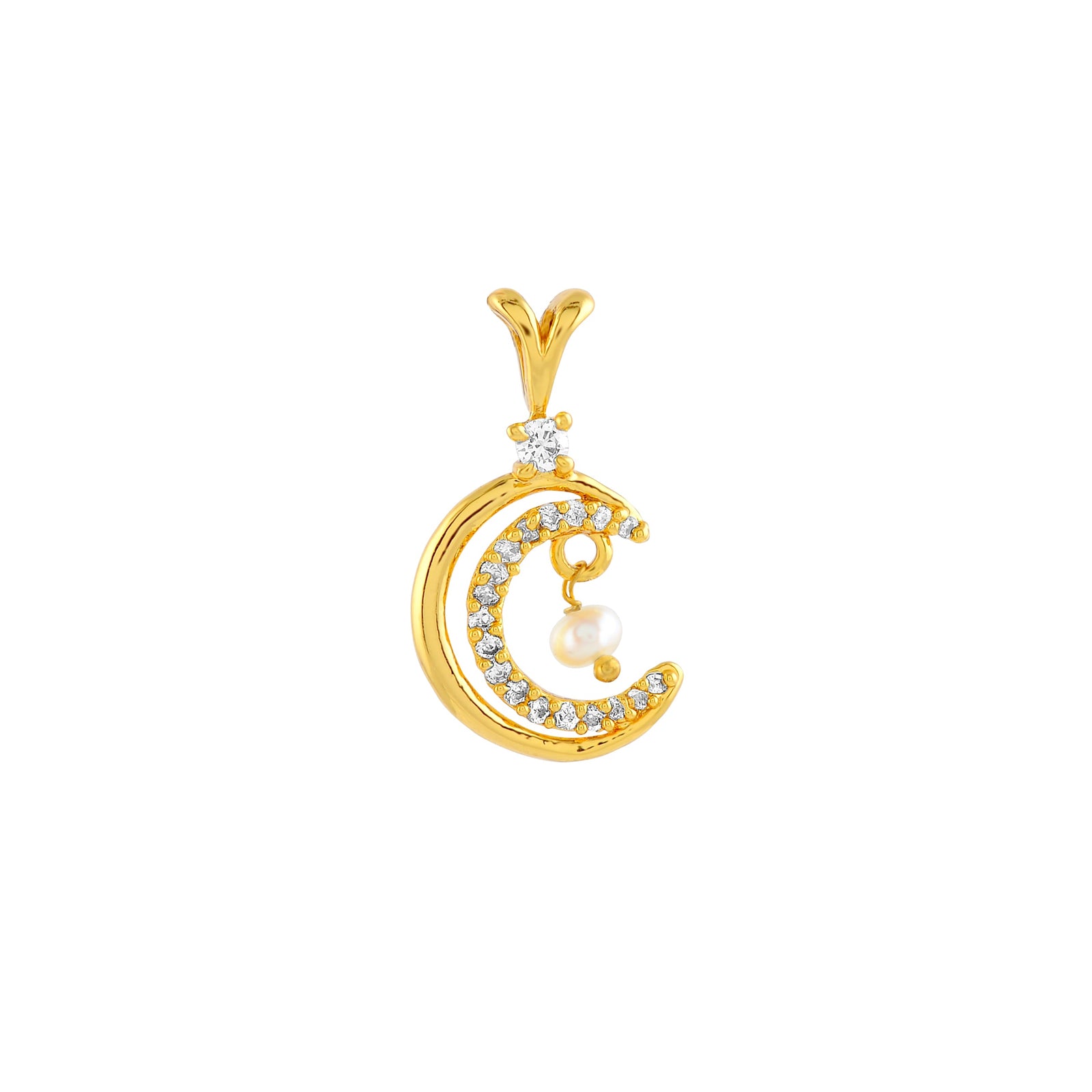 Crescent Pearl Drop Stud Earrings and Pendant - Krishna Jewellers Pearls and Gems