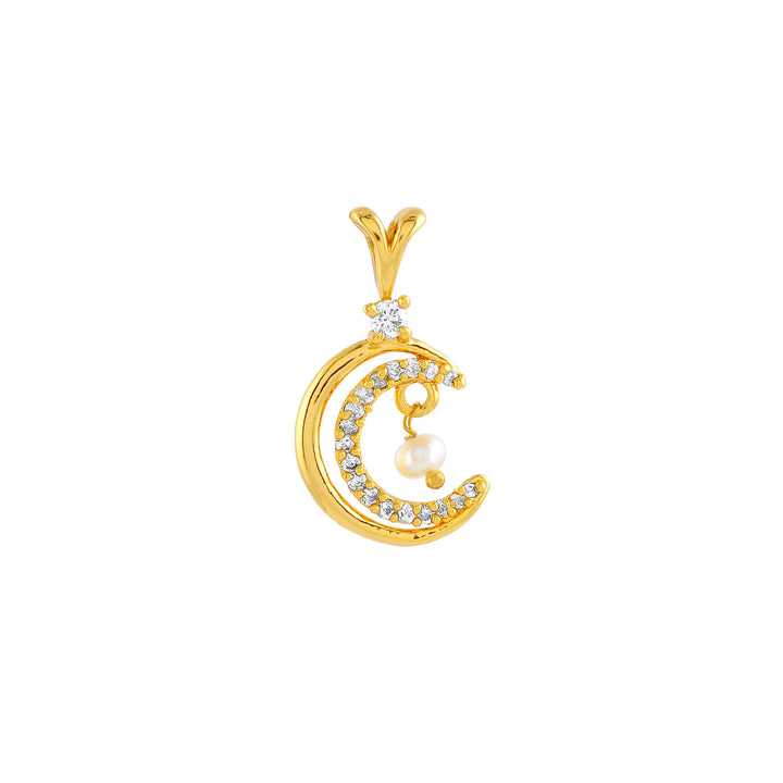 Crescent Pearl Drop Stud Earrings and Pendant - Krishna Jewellers Pearls and Gems