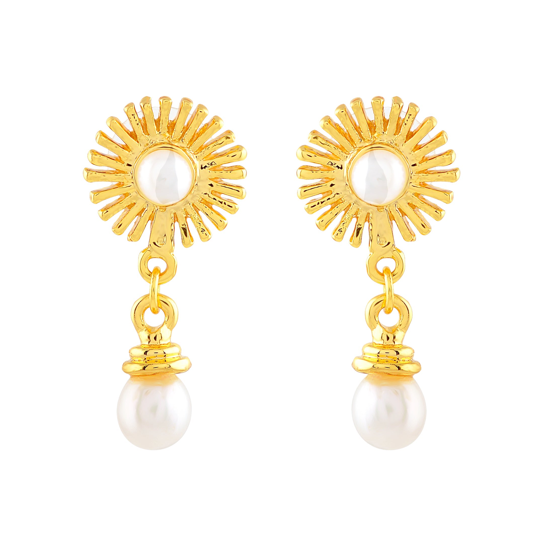 Dainty Floral  Pearl Drops  Earrings - Krishna Jewellers Pearls and Gems