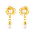 Dainty Floral  Pearl Drops  Earrings