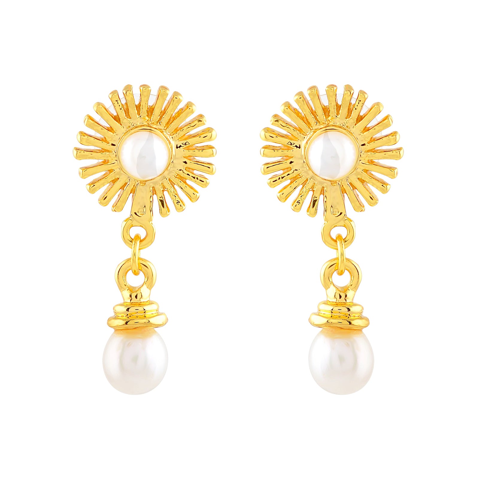 Dainty Floral  Pearl Drops  Earrings - Krishna Jewellers Pearls and Gems