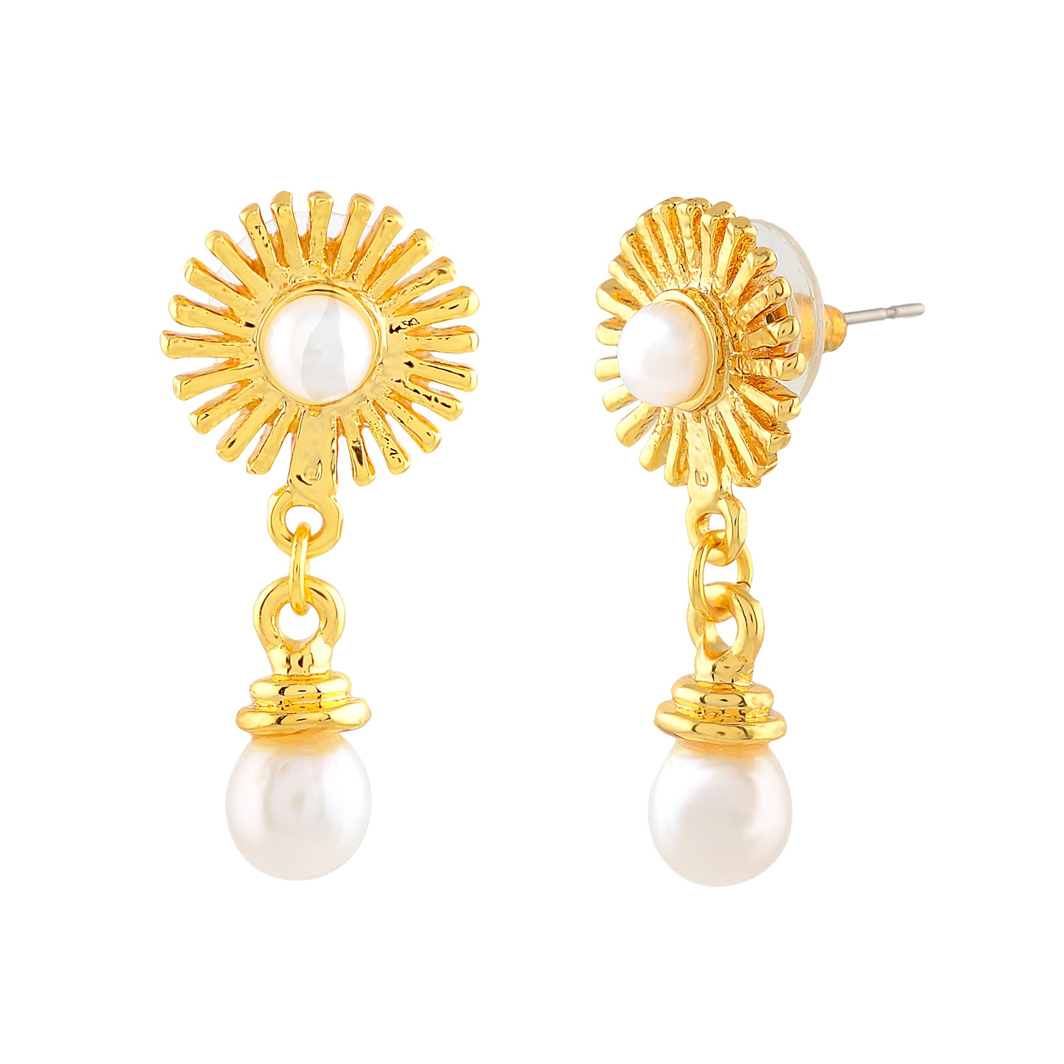 Dainty Floral  Pearl Drops  Earrings - Krishna Jewellers Pearls and Gems