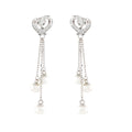 Sparkling Heartfelt Hanging Pearl Earrings