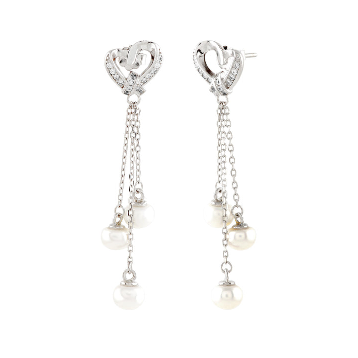 Sparkling Heartfelt Hanging Pearl Earrings - Krishna Jewellers Pearls and Gems
