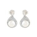 Sparkling Silver Pearl Stud Earrings
