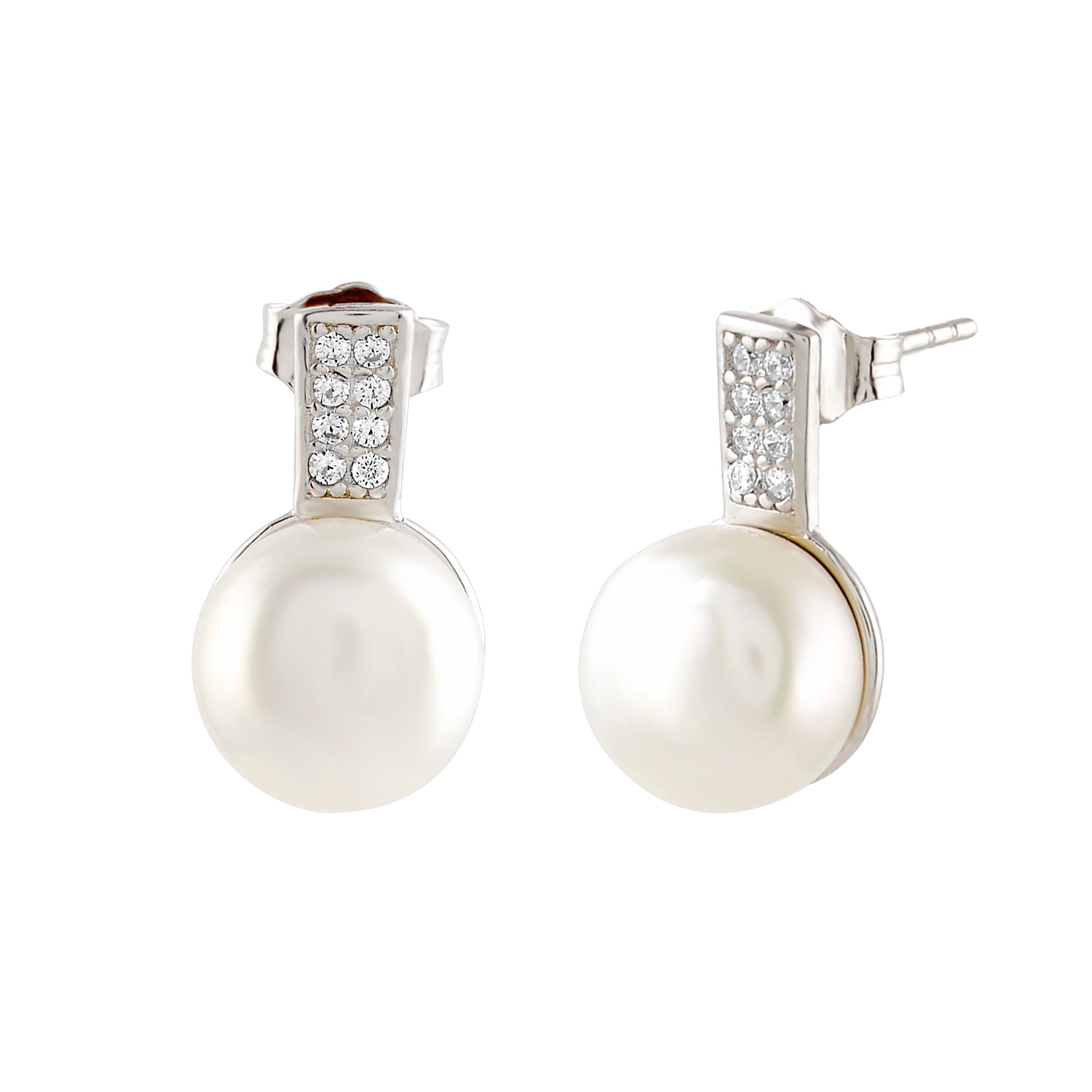 CZ Pearl Studs Earrings - Krishna Jewellers Pearls and Gems