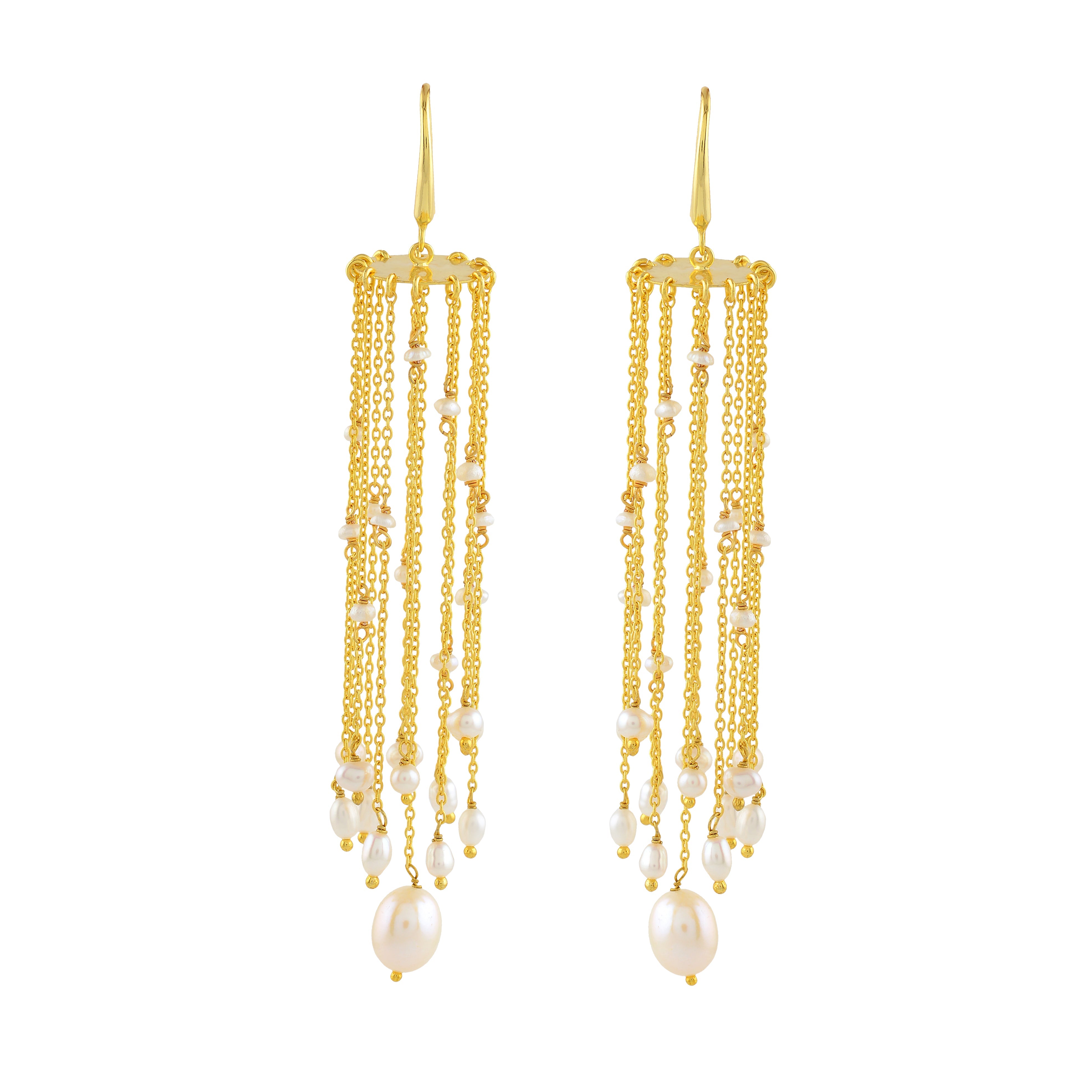 Rice Pearl Tassel Hanging Earrings - Krishna Jewellers Pearls and Gems