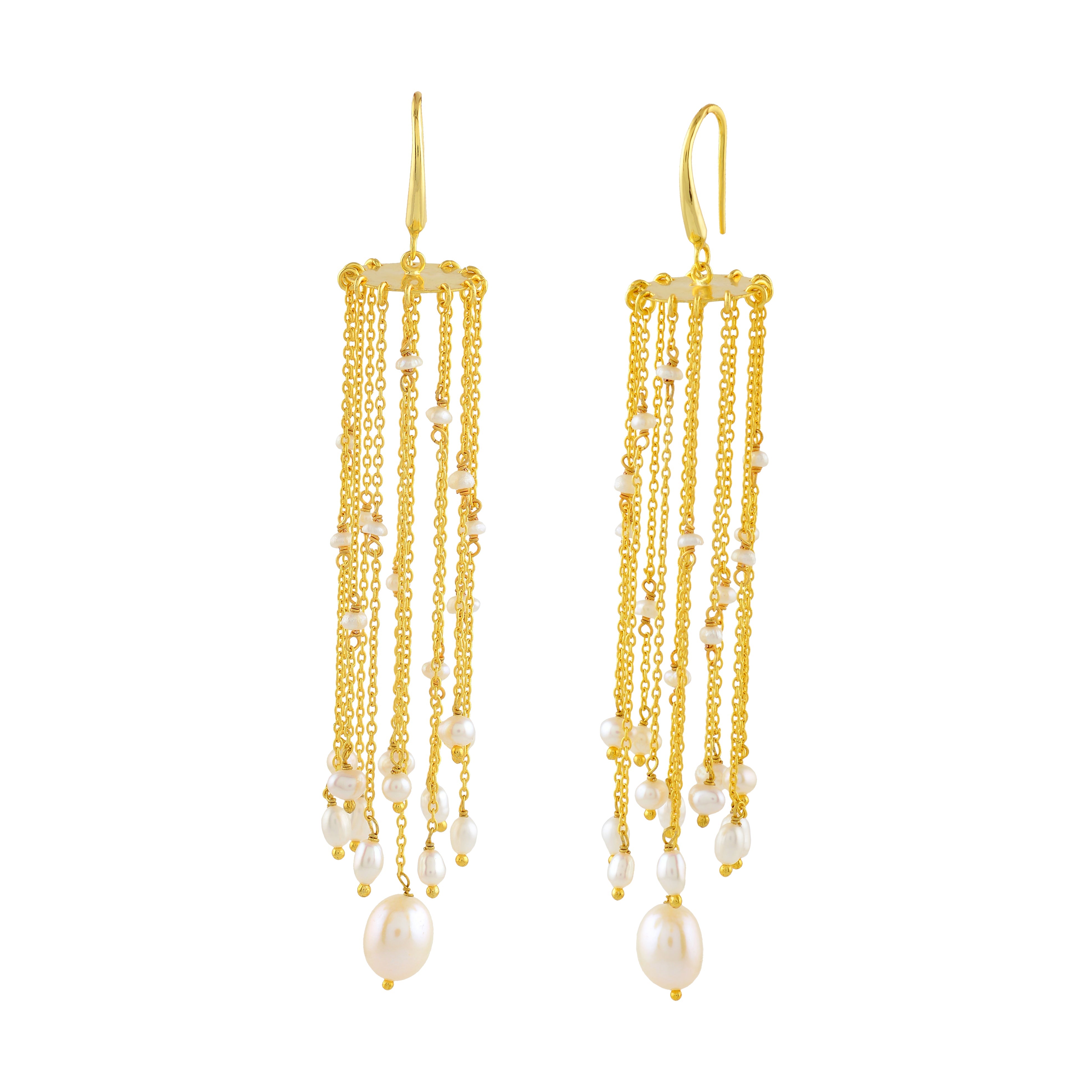 Rice Pearl Tassel Hanging Earrings - Krishna Jewellers Pearls and Gems