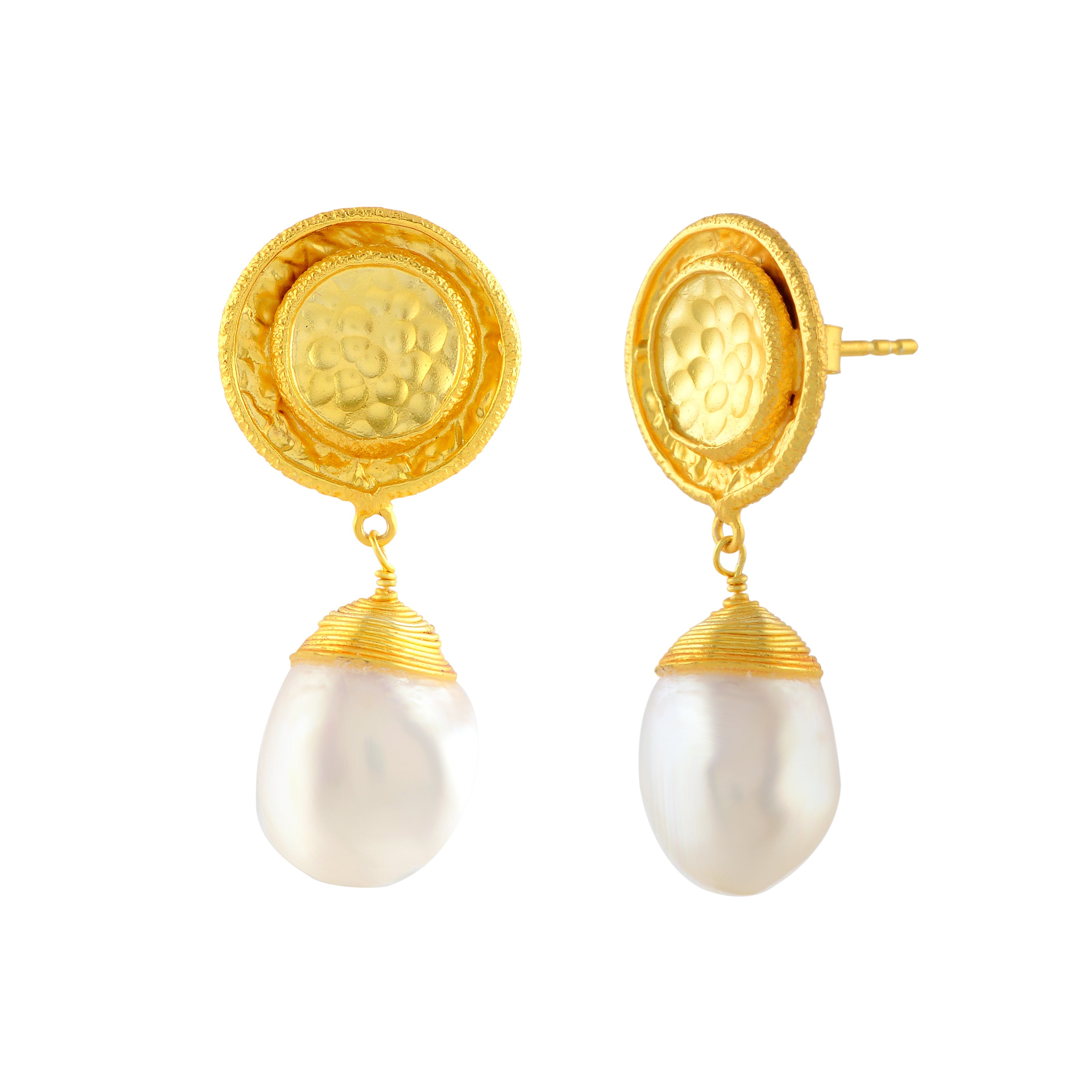 Pearl Elegance Drop Earrings with an Alloy Accent - Krishna Jewellers Pearls and Gems