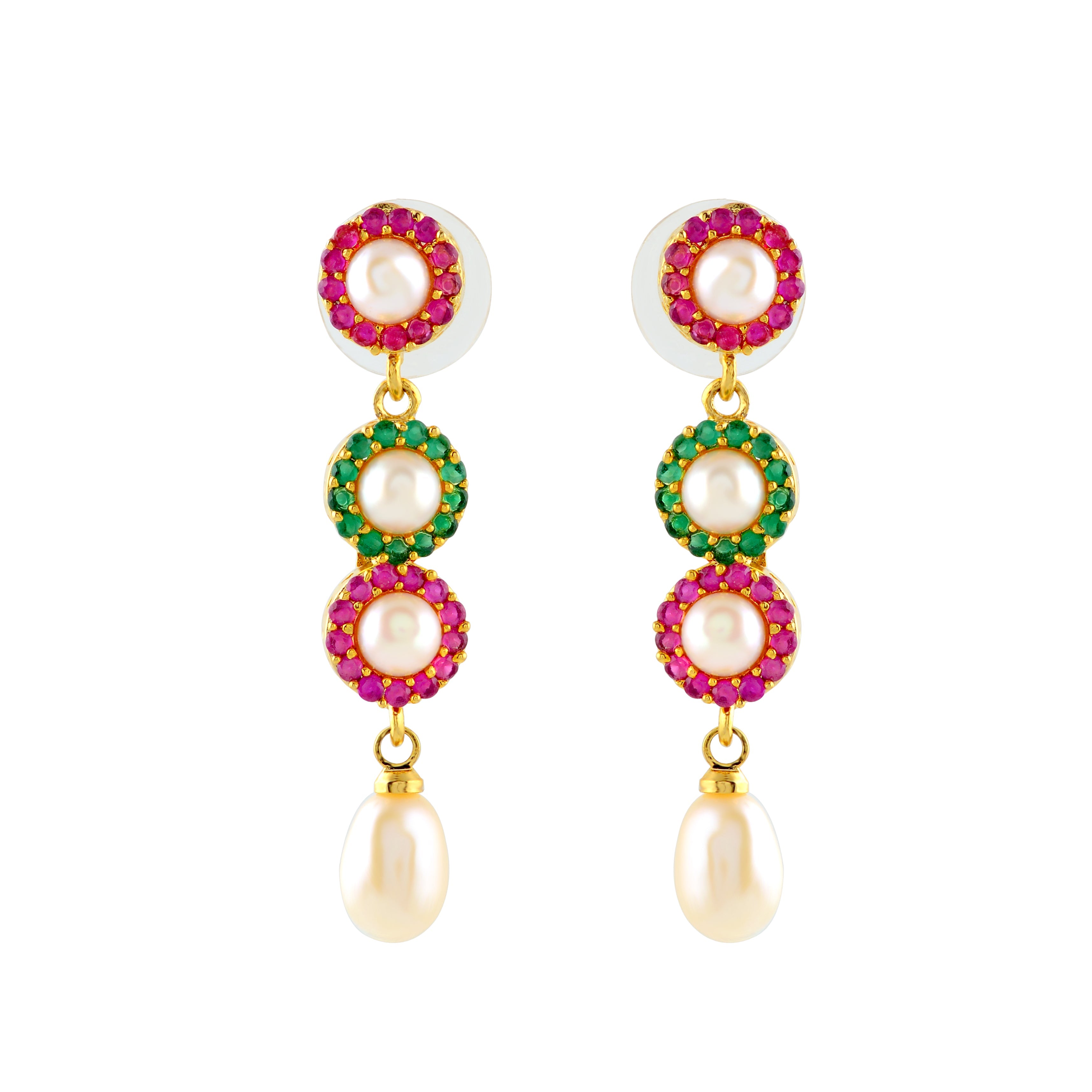 Vibrant Hanging Pearl earrings - Krishna Jewellers Pearls and Gems