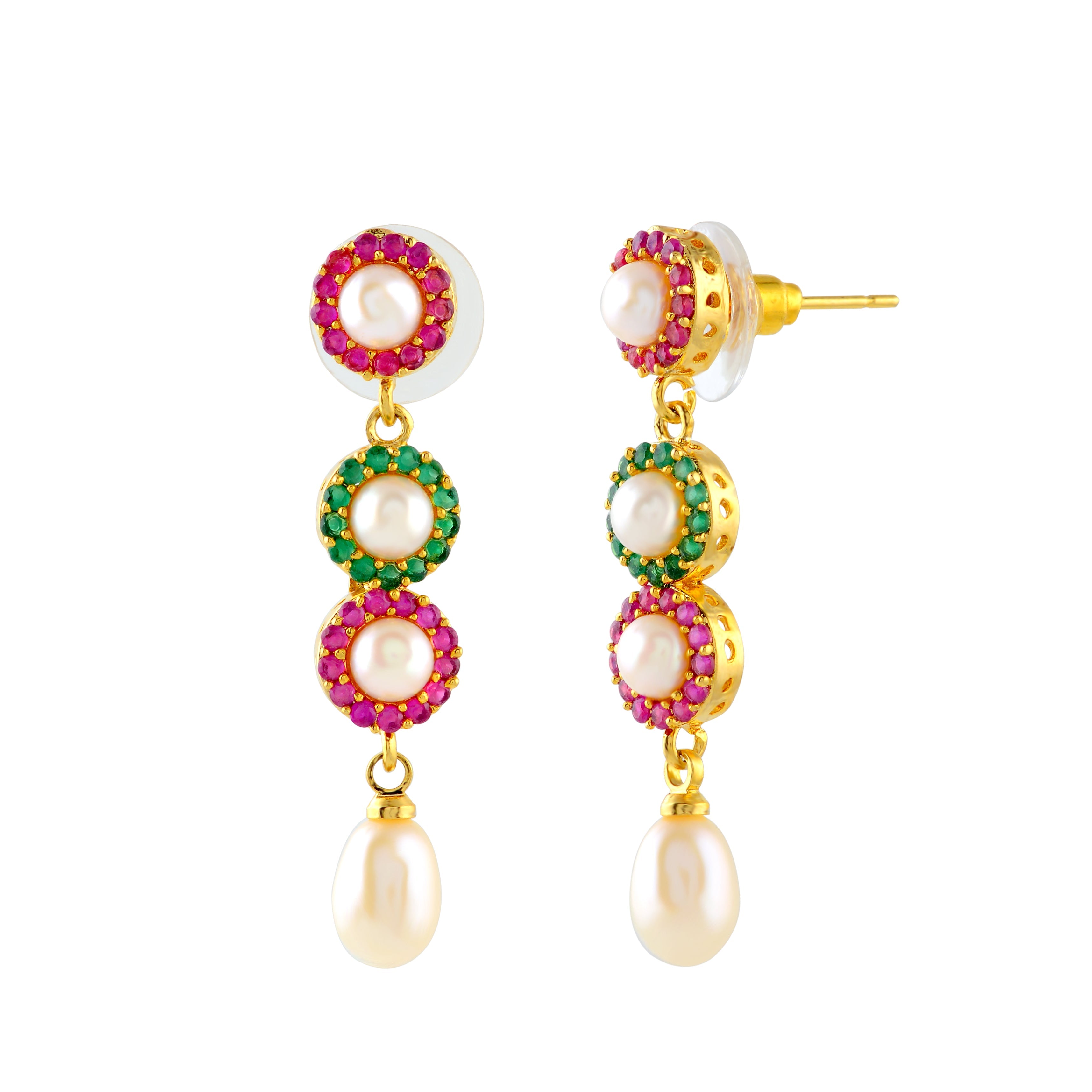 Vibrant Hanging Pearl earrings - Krishna Jewellers Pearls and Gems