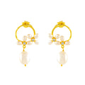 Floral pearl hoop studs