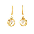 Regal Halo Pearl Drop Earrings (Freshwater Pearl Drop Earrings in Gold-Plated Silver)