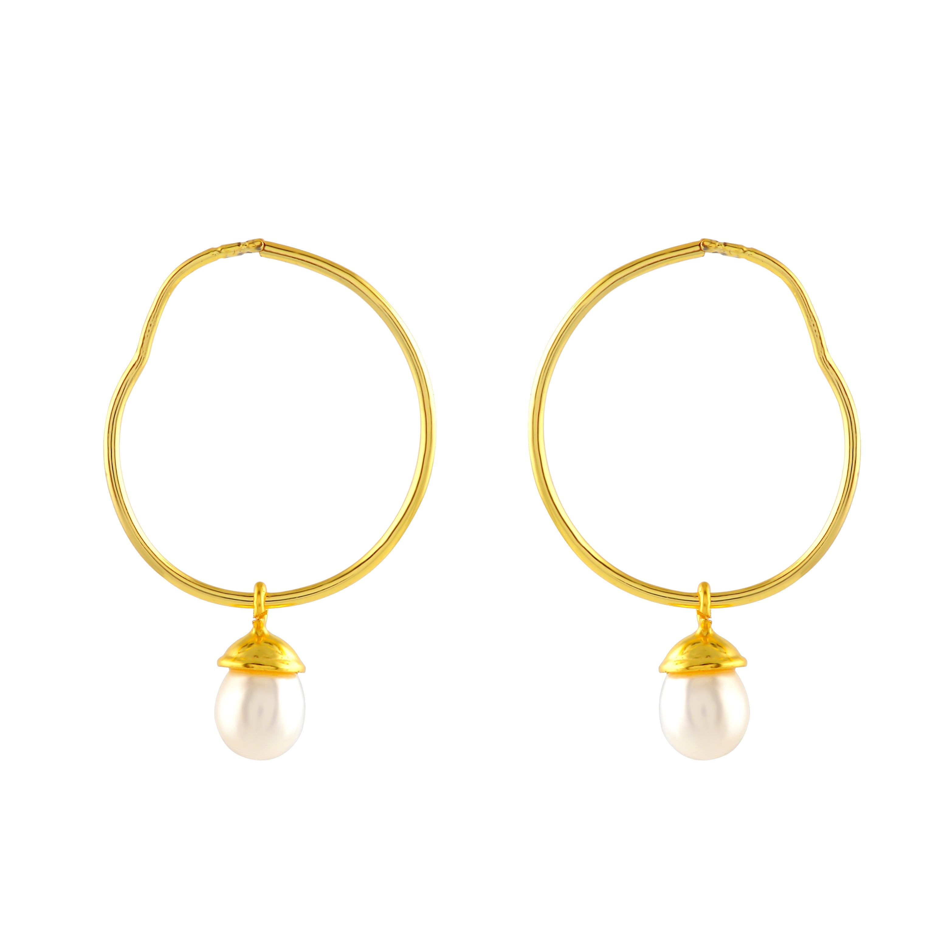 Natural Pearl Hoop Earrings - Krishna Jewellers Pearls and Gems