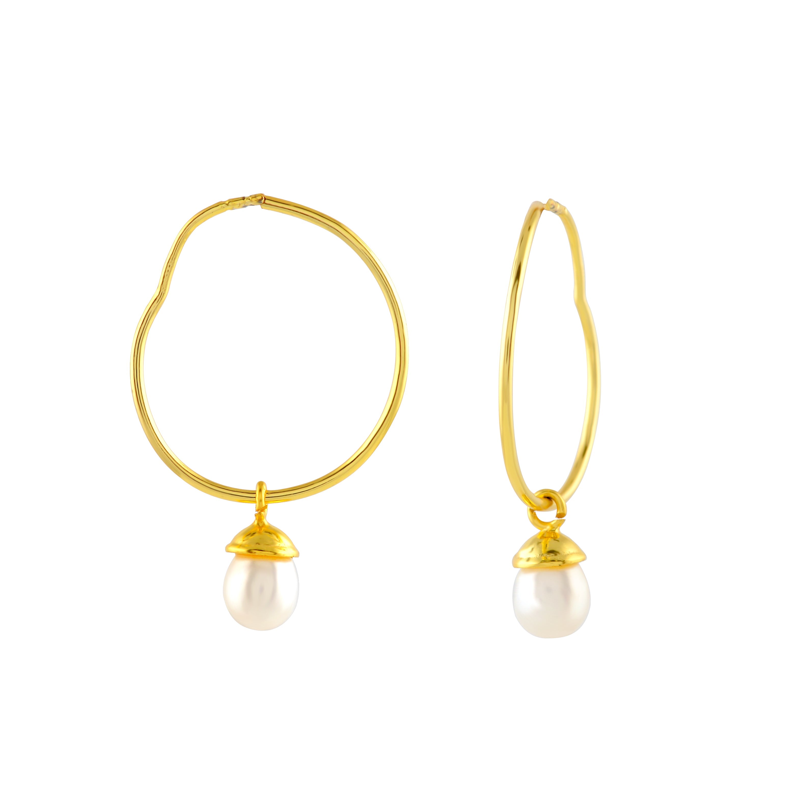 Natural Pearl Hoop Earrings - Krishna Jewellers Pearls and Gems