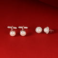 Pearl Radiance Gift Set (Pearl Stud Earrings & Pearl Round Cufflinks)