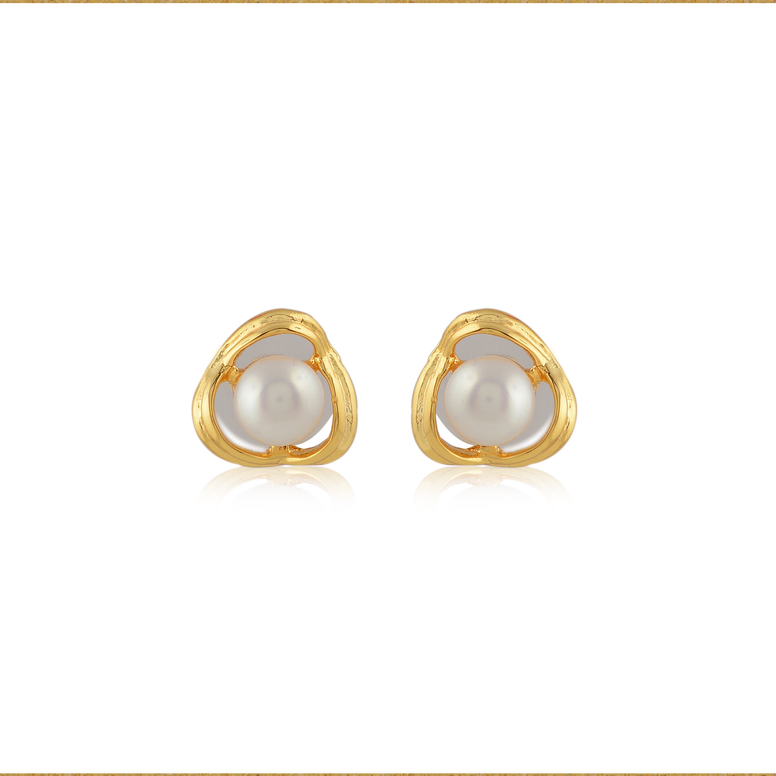 Golden Loop Pearl Studs (Freshwater Pearl Stud Earrings in Gold-Plated Silver)