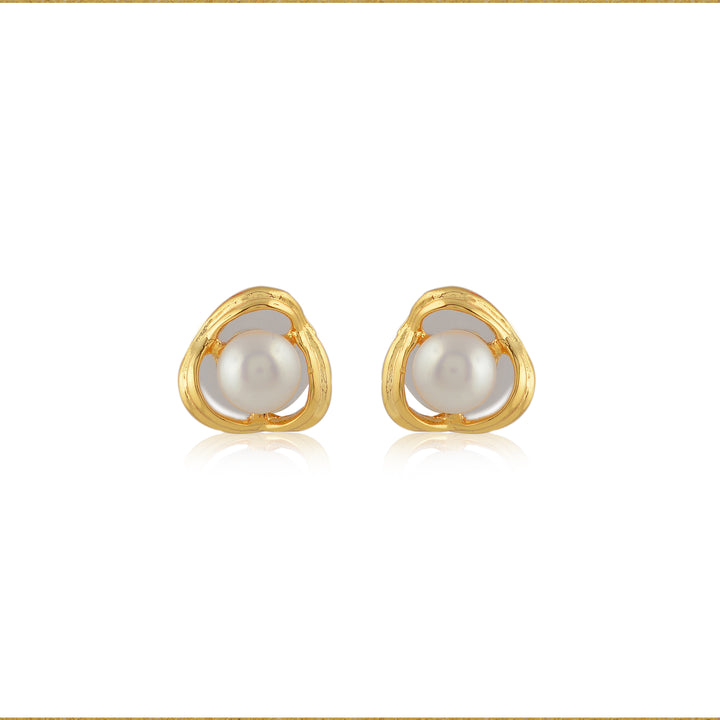 Golden Loop Pearl Studs (Freshwater Pearl Stud Earrings in Gold-Plated Silver)