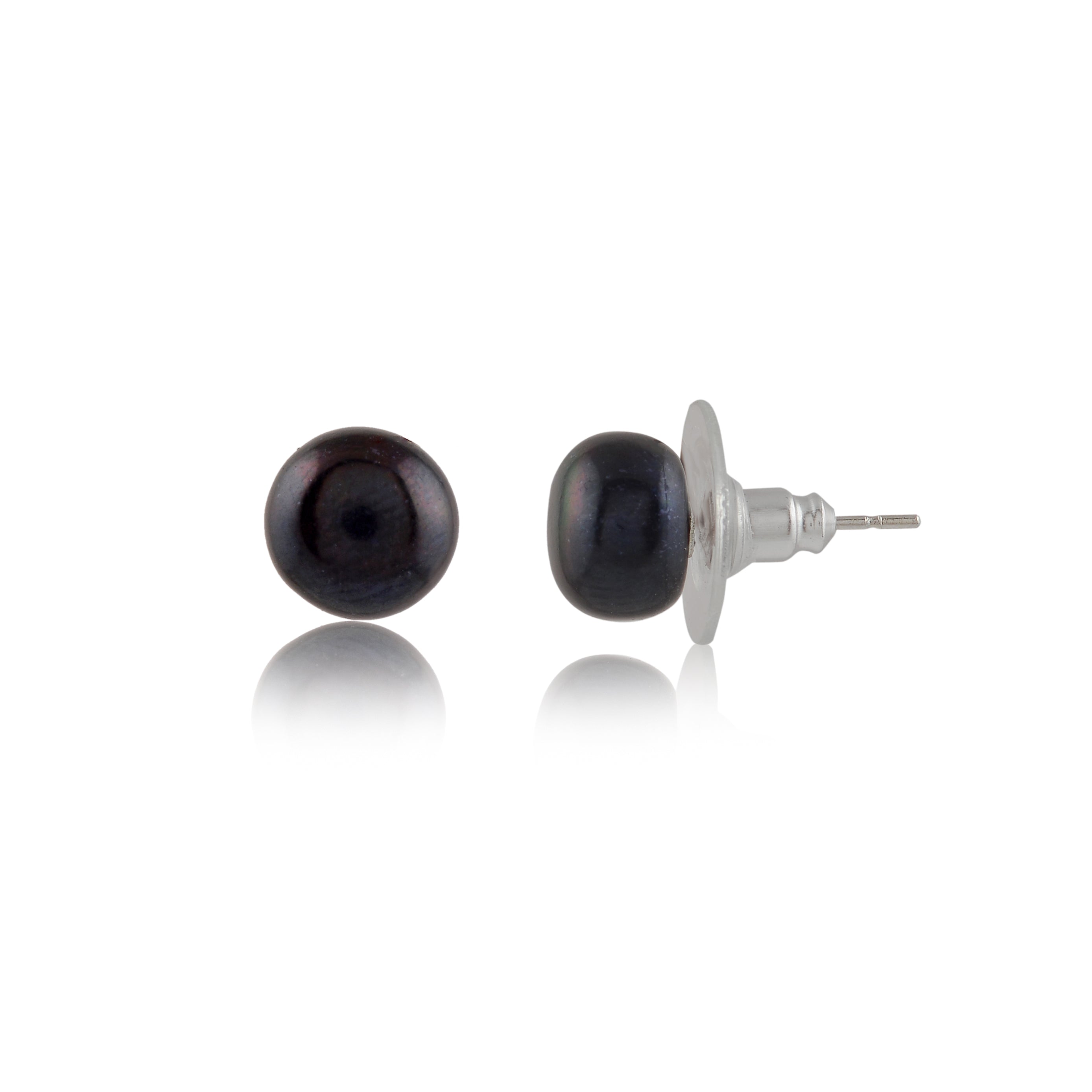 Classic black Pearl Stud Earrings (Dark-Toned Freshwater Pearl