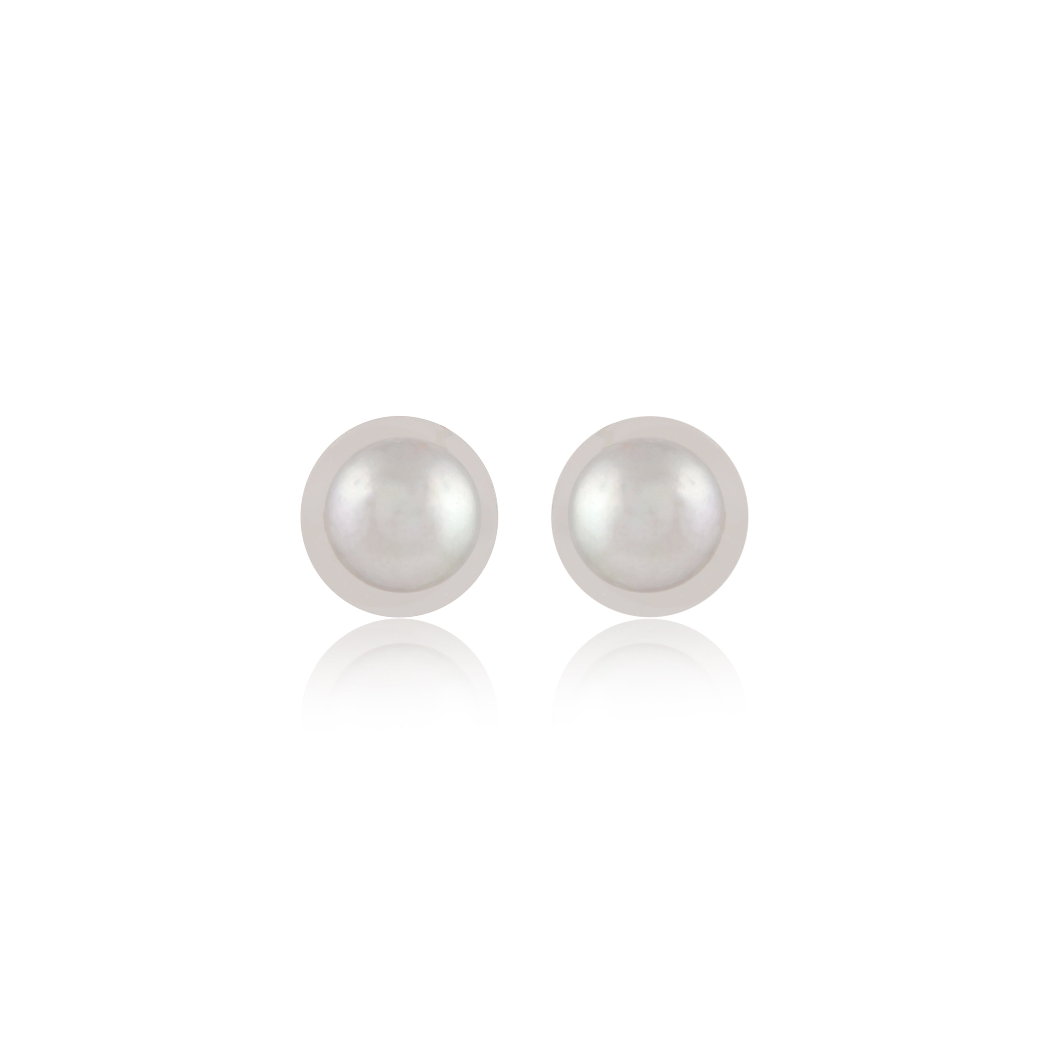 Silver Button Studs (Freshwater Grey Pearl Stud Earrings)