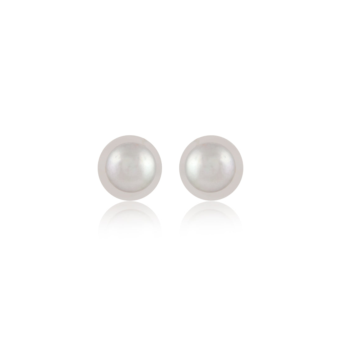 Silver Button Studs (Freshwater Grey Pearl Stud Earrings)