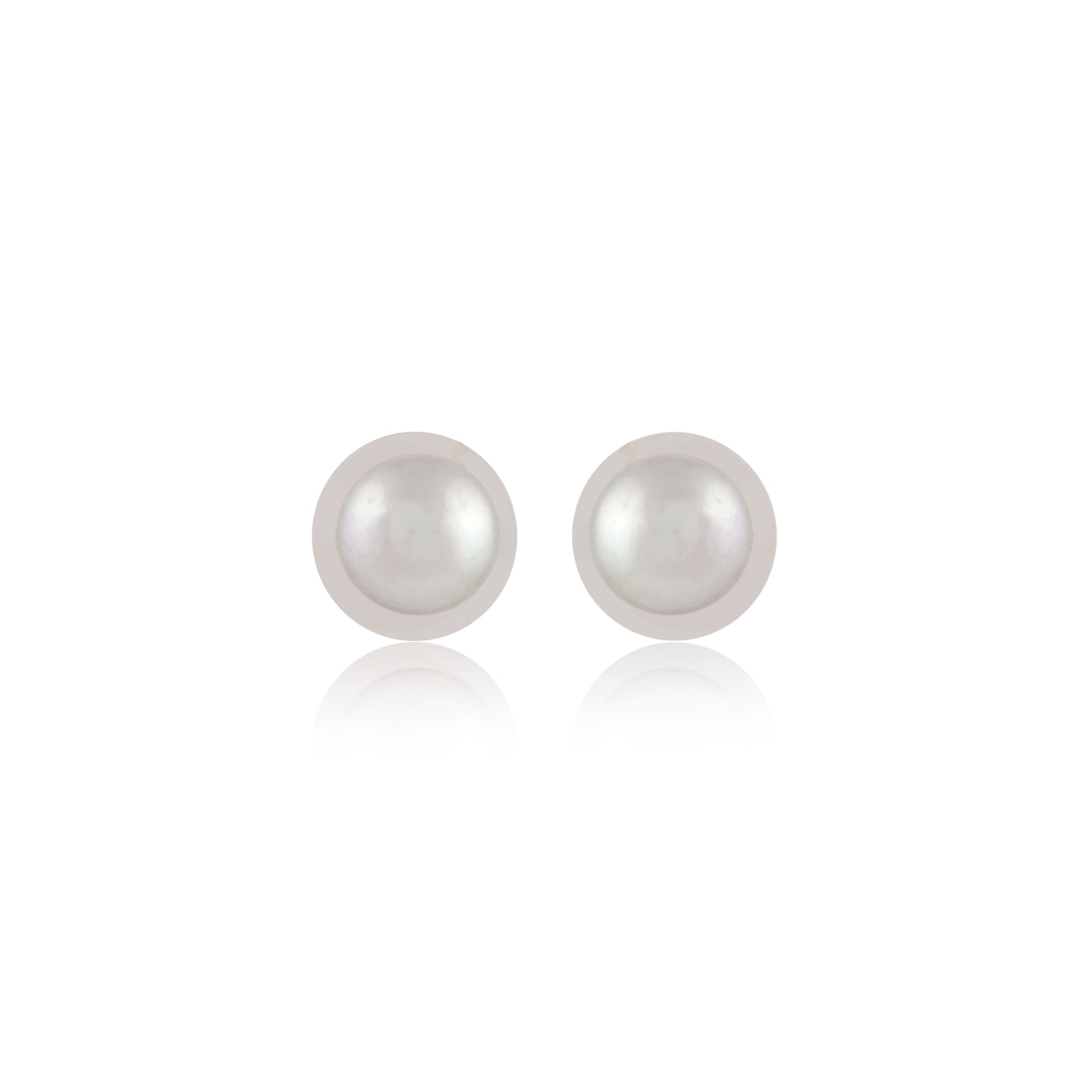 Silver Button Studs (Freshwater Grey Pearl Stud Earrings)