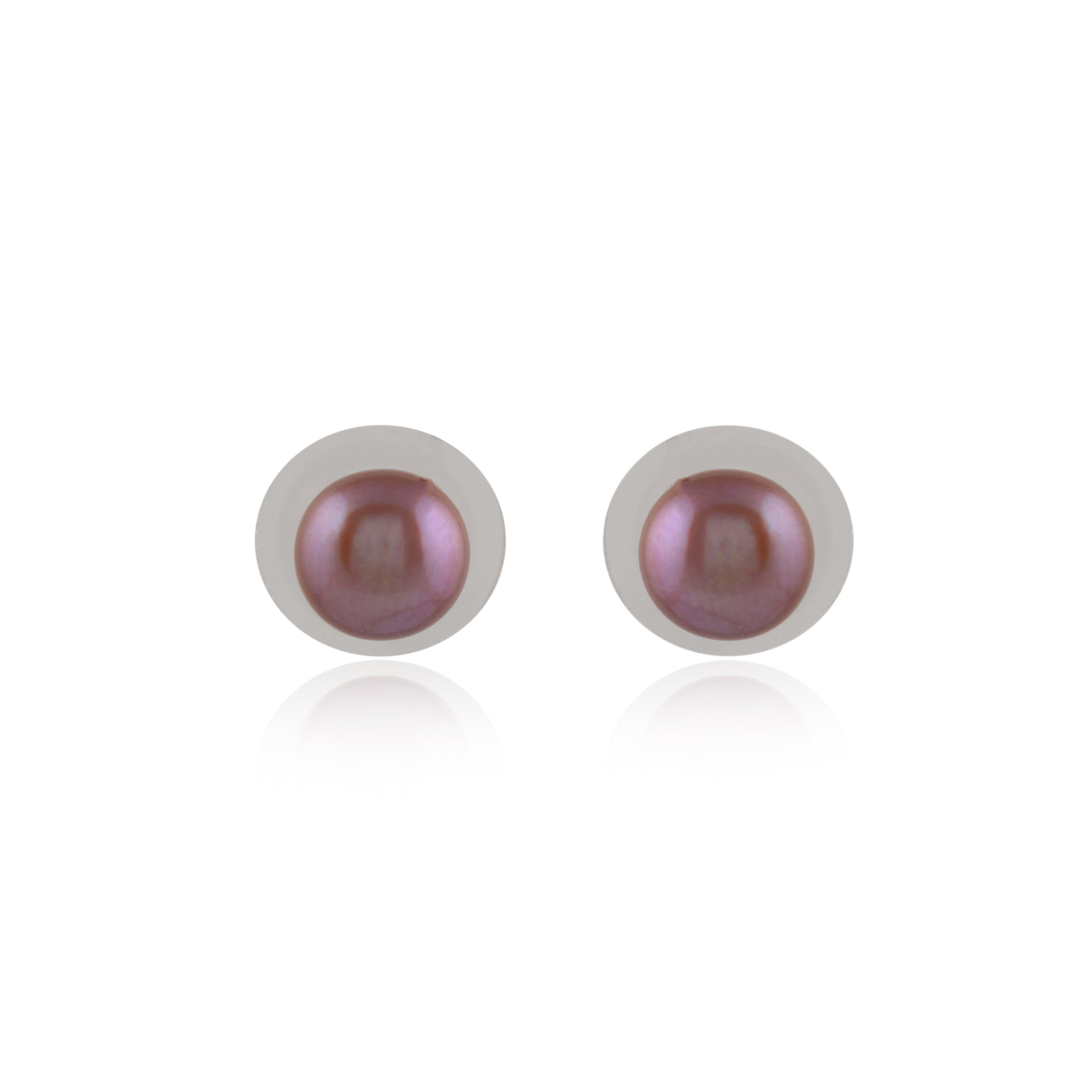 Classic brown Pearl Stud Earrings (Freshwater Pearl Ear Studs in Silver)