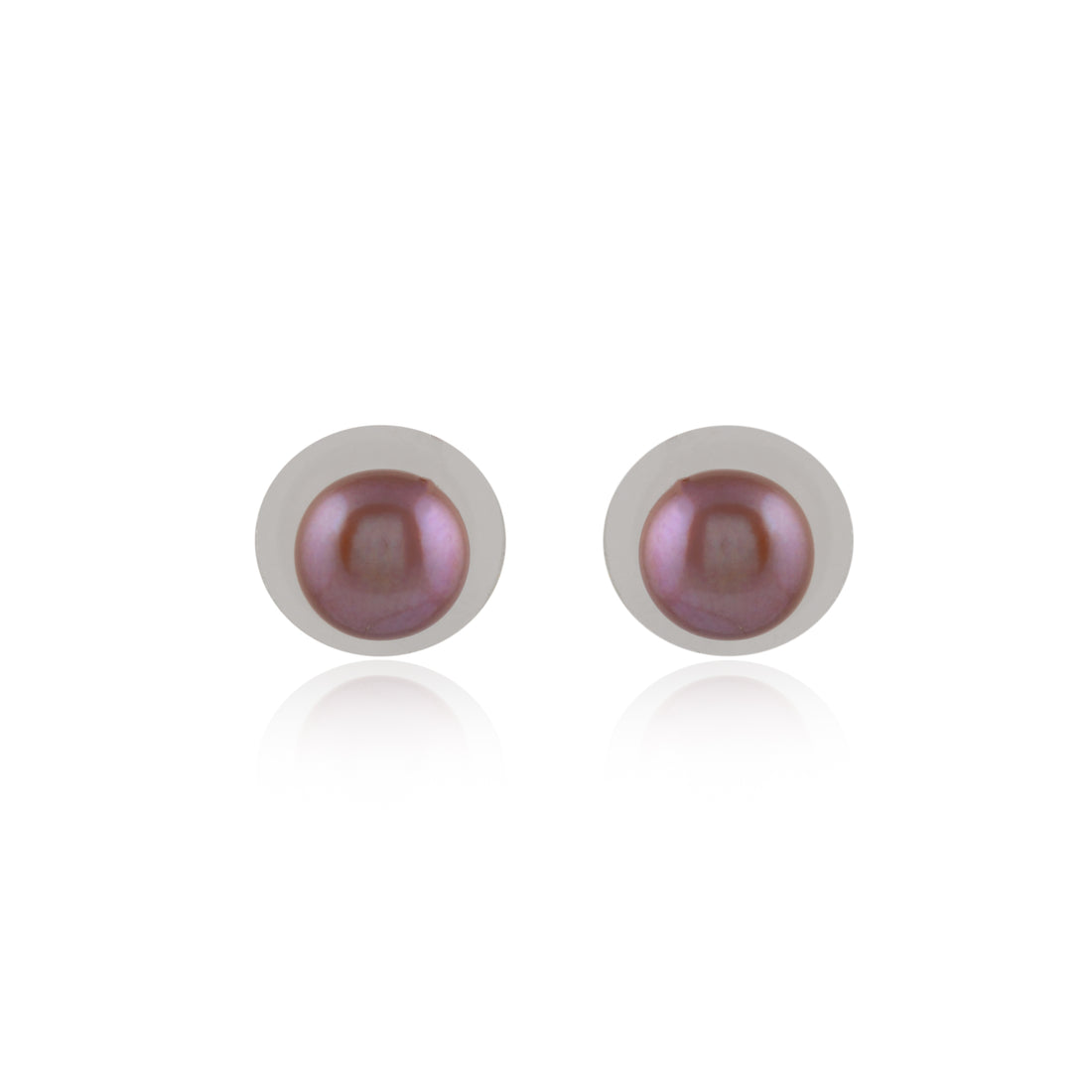 Classic brown Pearl Stud Earrings (Freshwater Pearl Ear Studs in Silver)