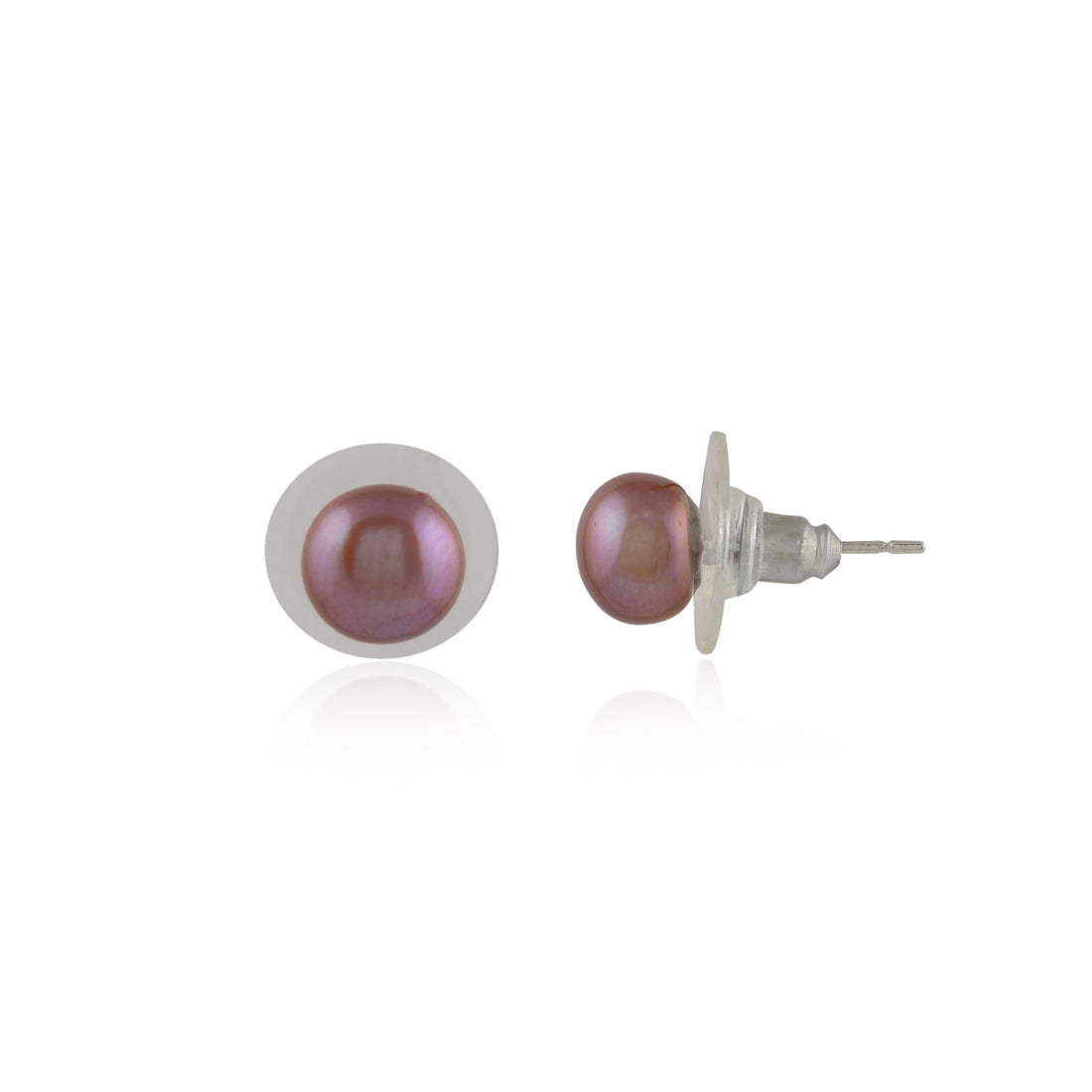 Classic brown Pearl Stud Earrings (Freshwater Pearl Ear Studs in Silver)