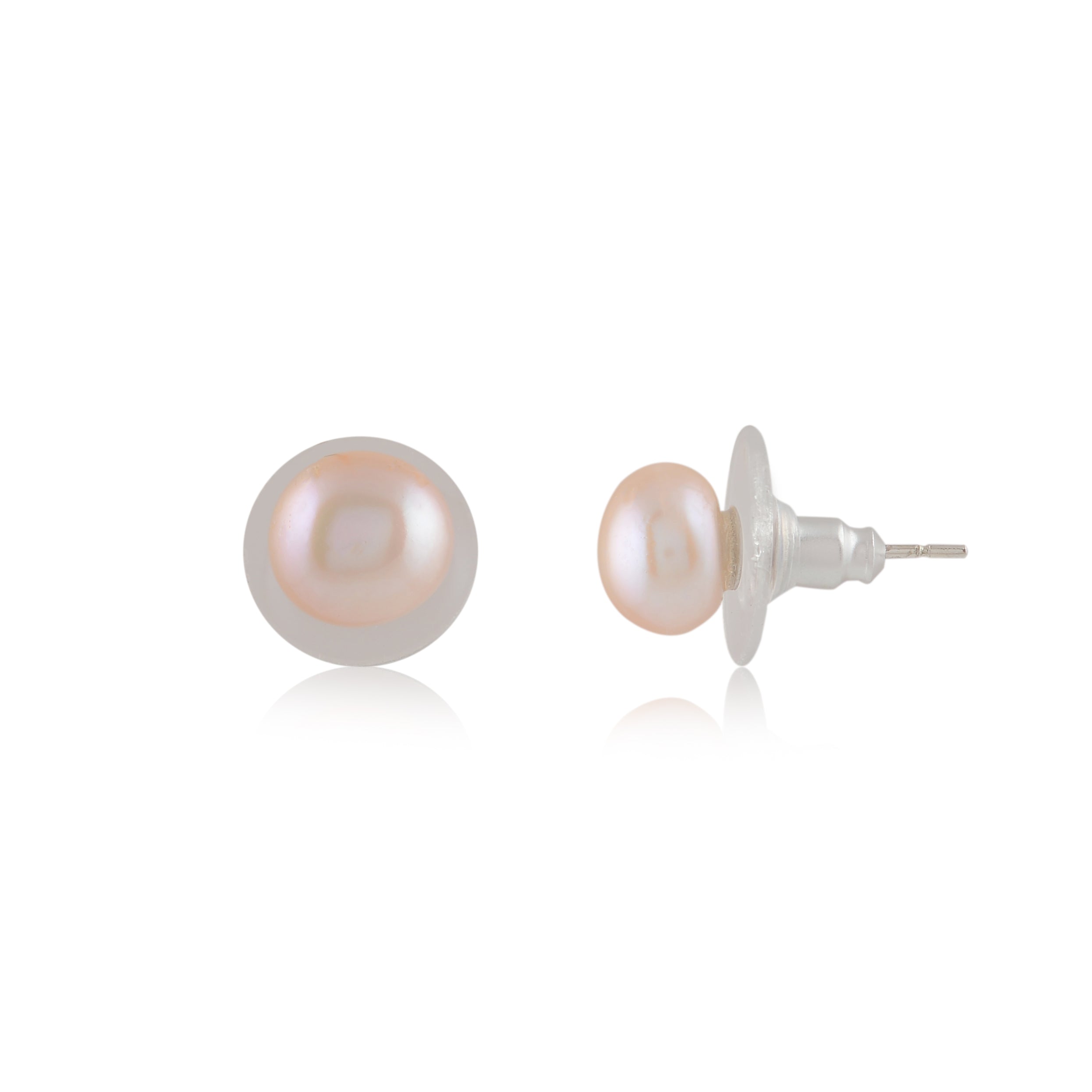 Ivory Round Studs (Pink Freshwater Pearl Ear Studs)